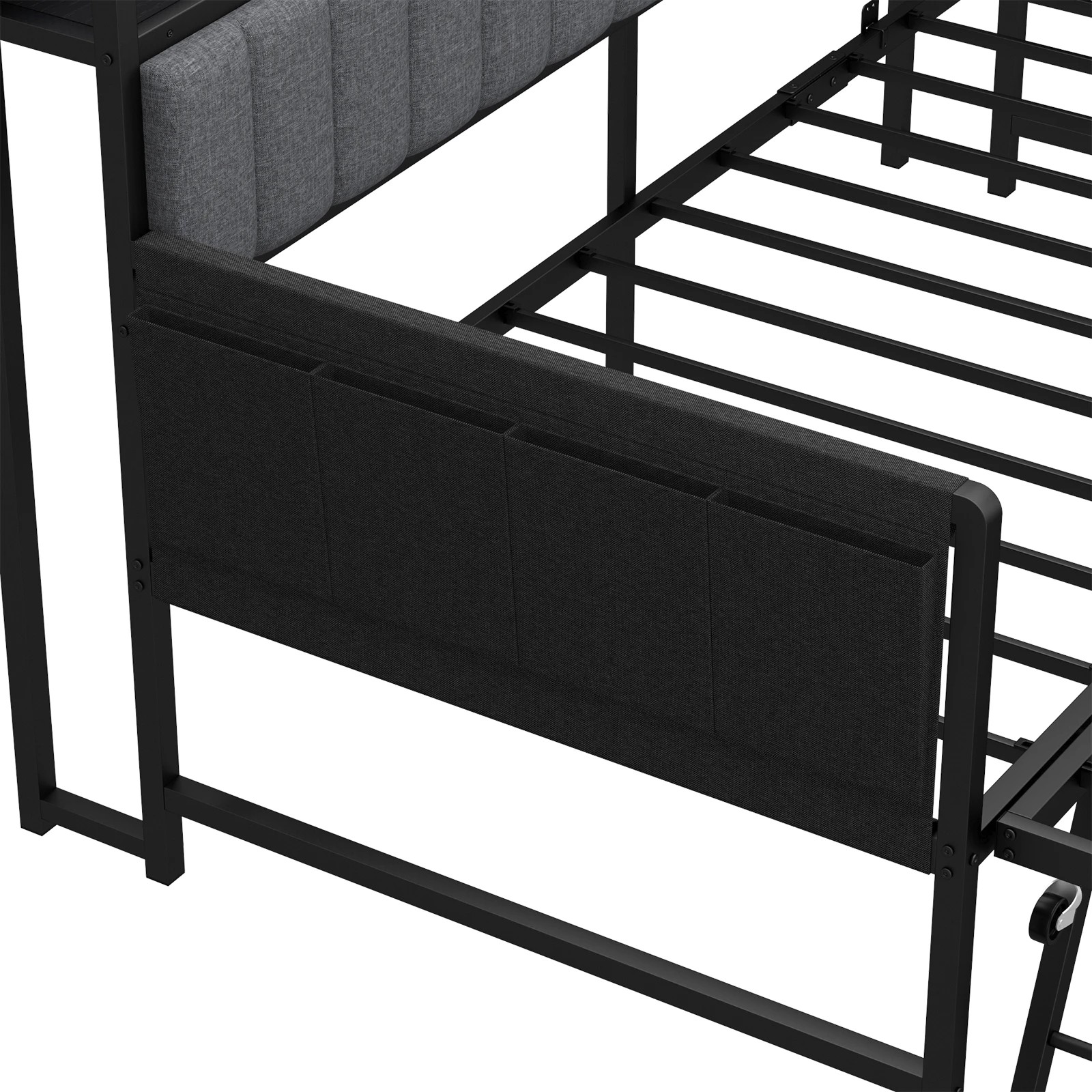 5 Advwin Single Size Metal Bed Frame Daybed w/ Trundle & Power Outlets - Black, 5 of 9