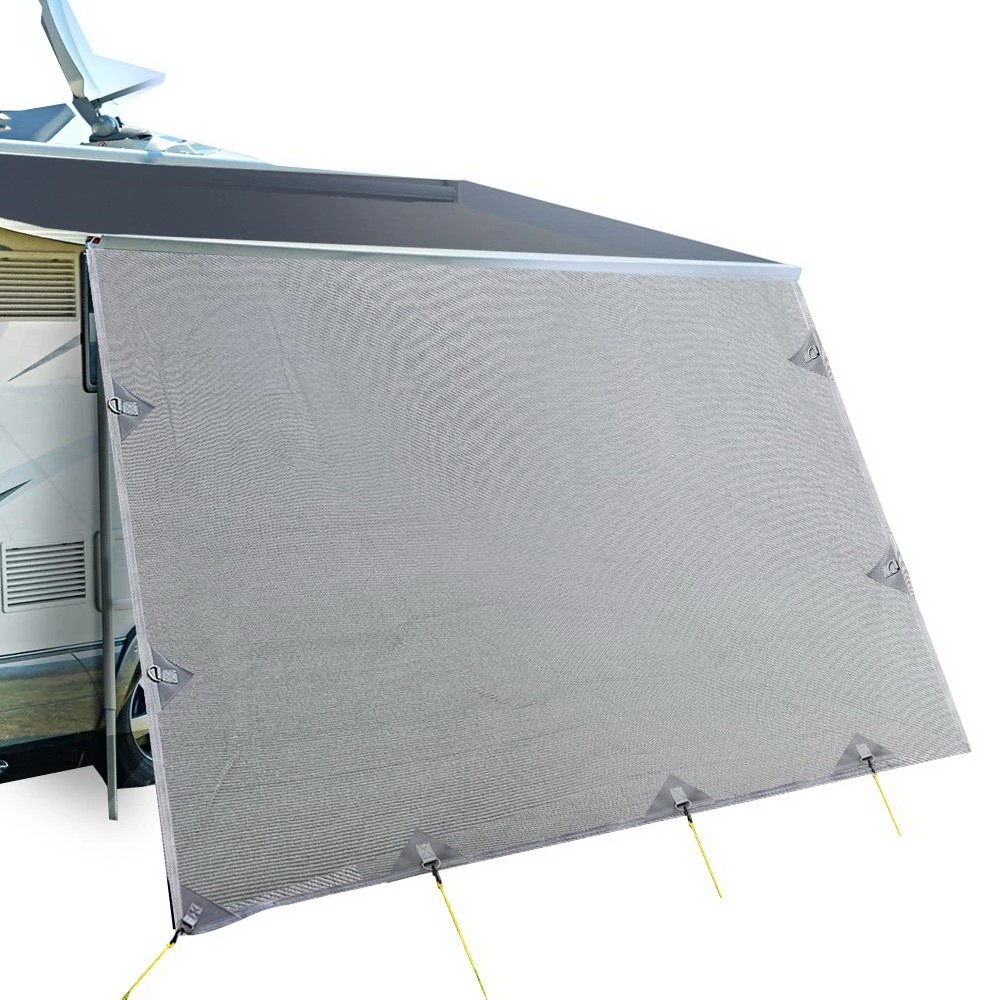 1 Caravan Privacy Screen Roll Out Awning 4.3X1.95M End Wall Side Sun Shade - Grey, 1 of 6