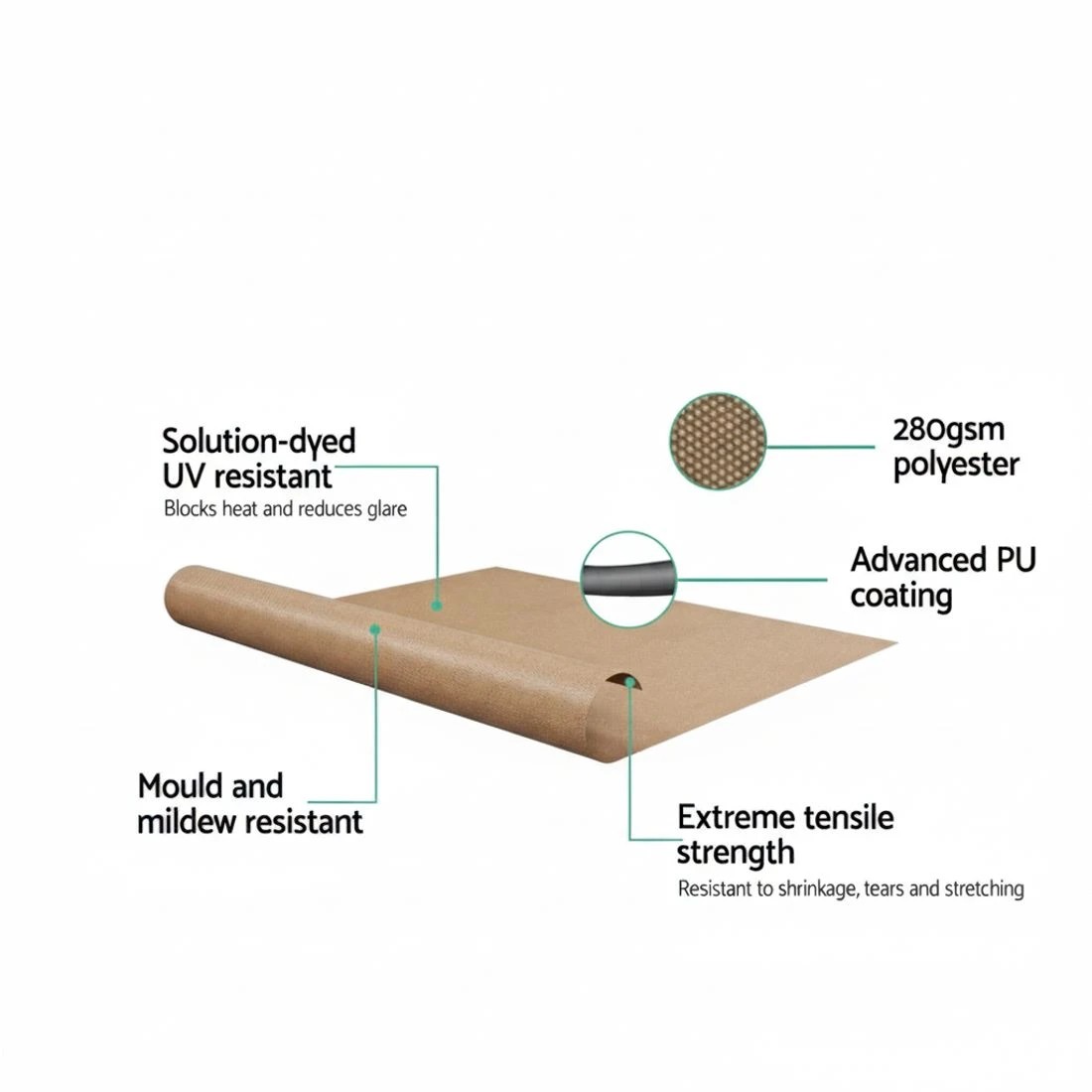 6 Instahut Window Fixed Pivot Arm Awning Outdoor Retractable Canopy 2.1X2.1M - Beige, 6 of 6