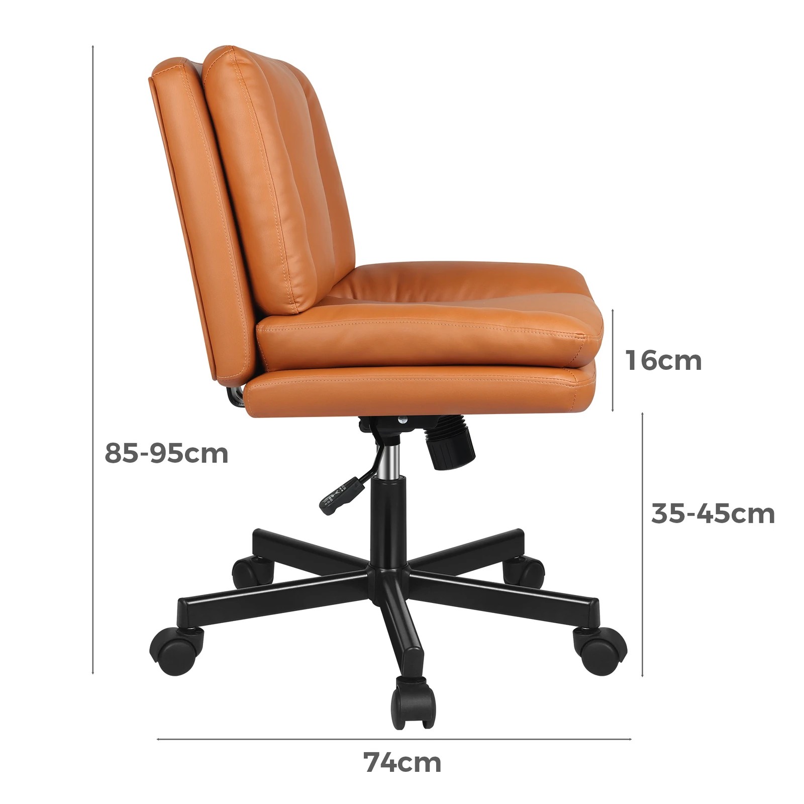 7 Alfordson Armless Office Desk Chair Mid Back Wide Seat w/ Wheels Leather - Brown, 7 of 7