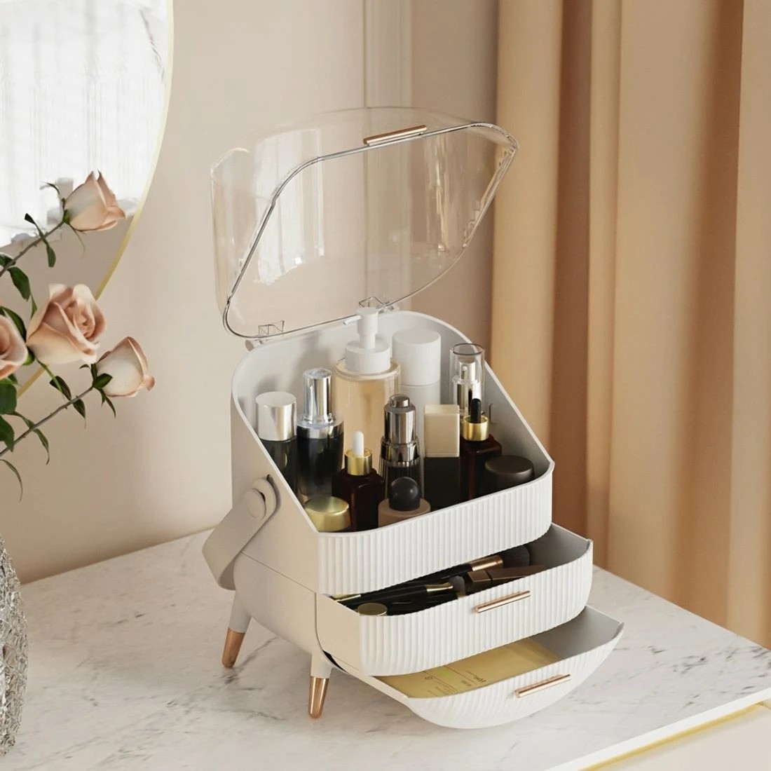 5 Embellir Makeup Organizer Portable Cosmetic Organizer Storage Box Jewellery Holder - White, 5 of 7