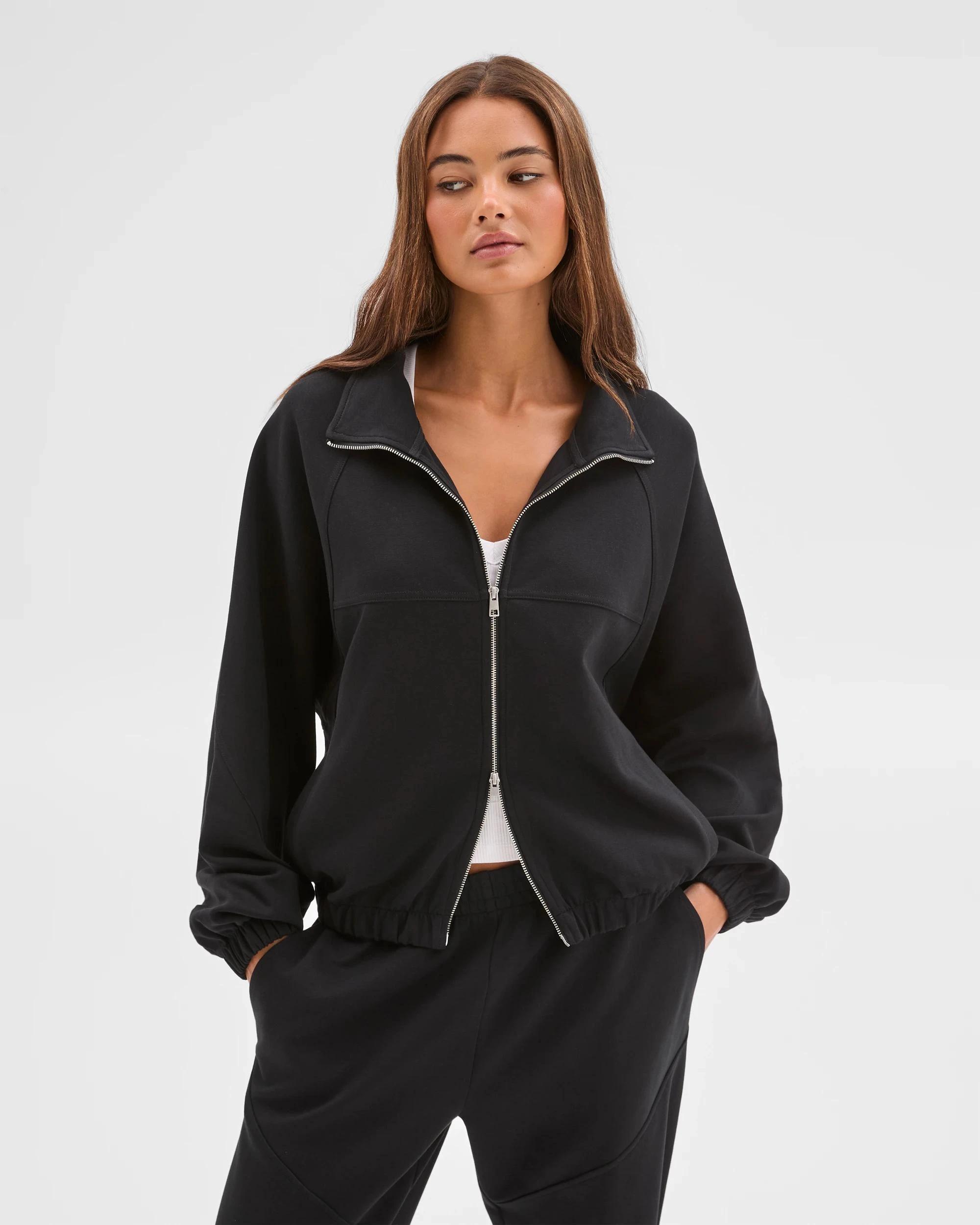 1 Lily Loves Australian Cotton Blend Zip Through Jumper BLACK, 1 of 6