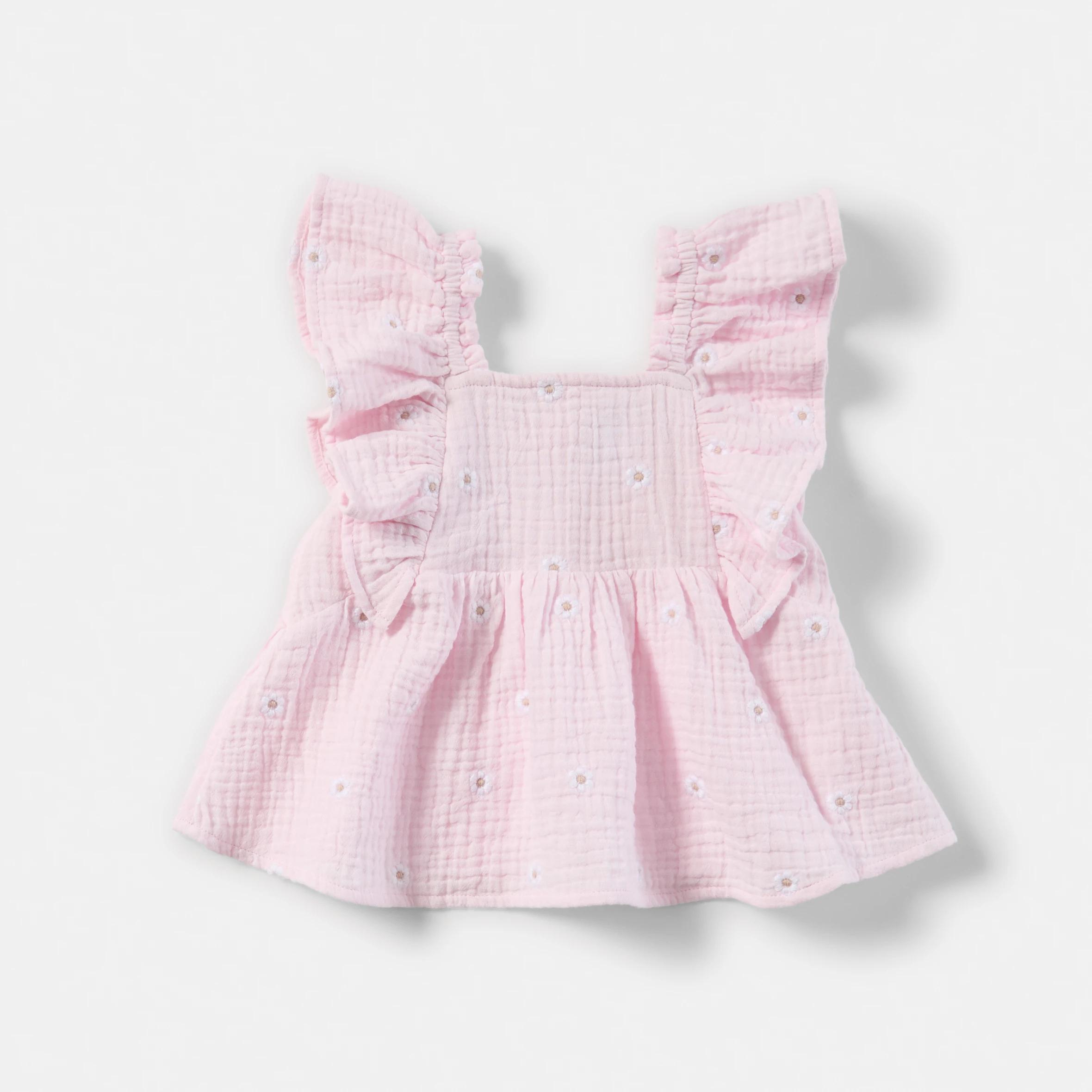 1 Short Sleeve Woven Top Pnk Dsy, 1 of 3