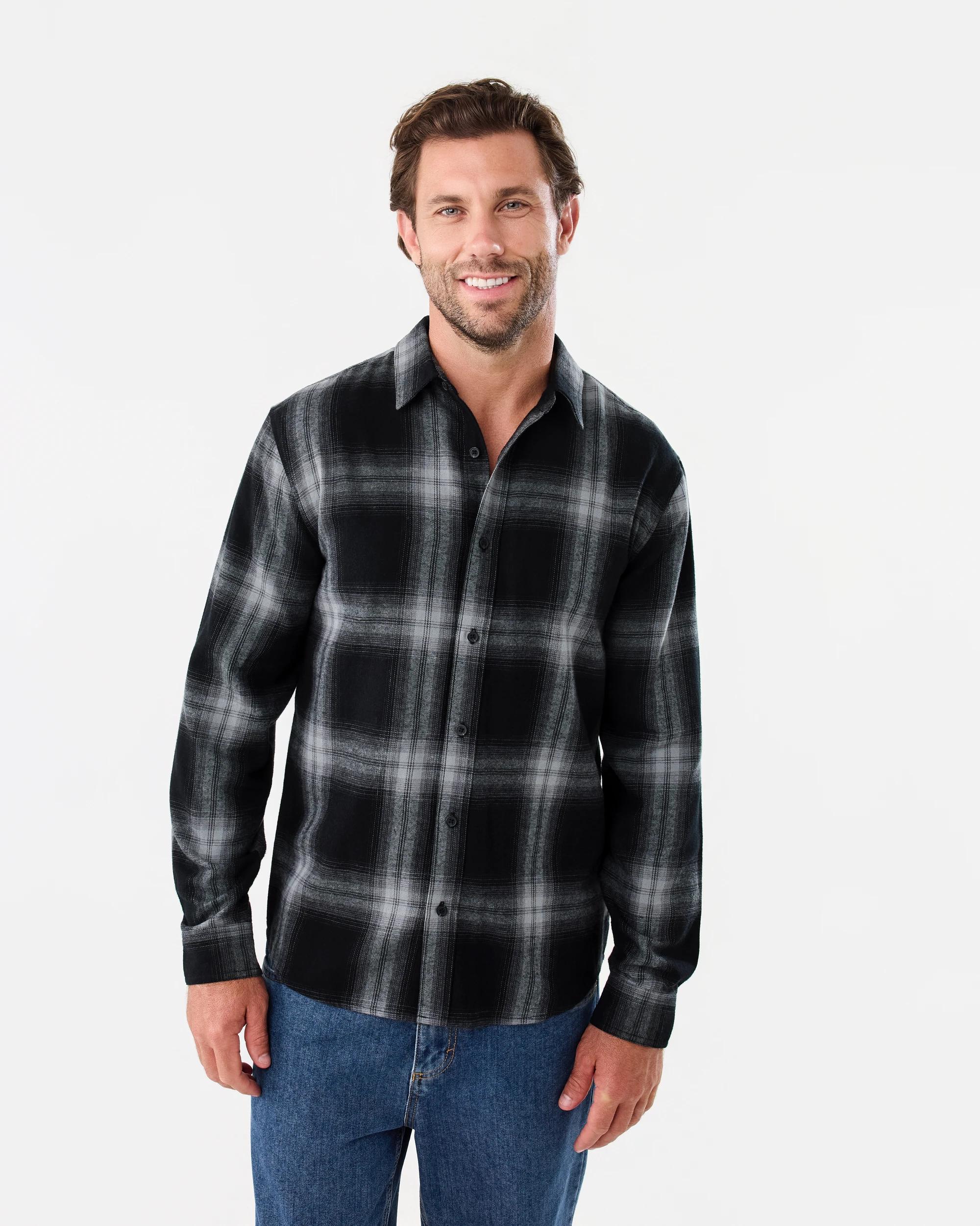 1 Long Sleeve Brushed Shirt Blk Check, 1 of 7