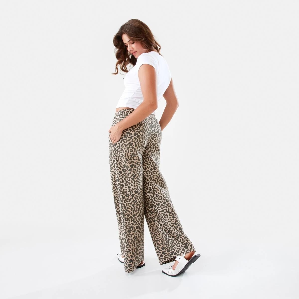 6 Linen Blend Wide Leg Pants Leopard, 6 of 10