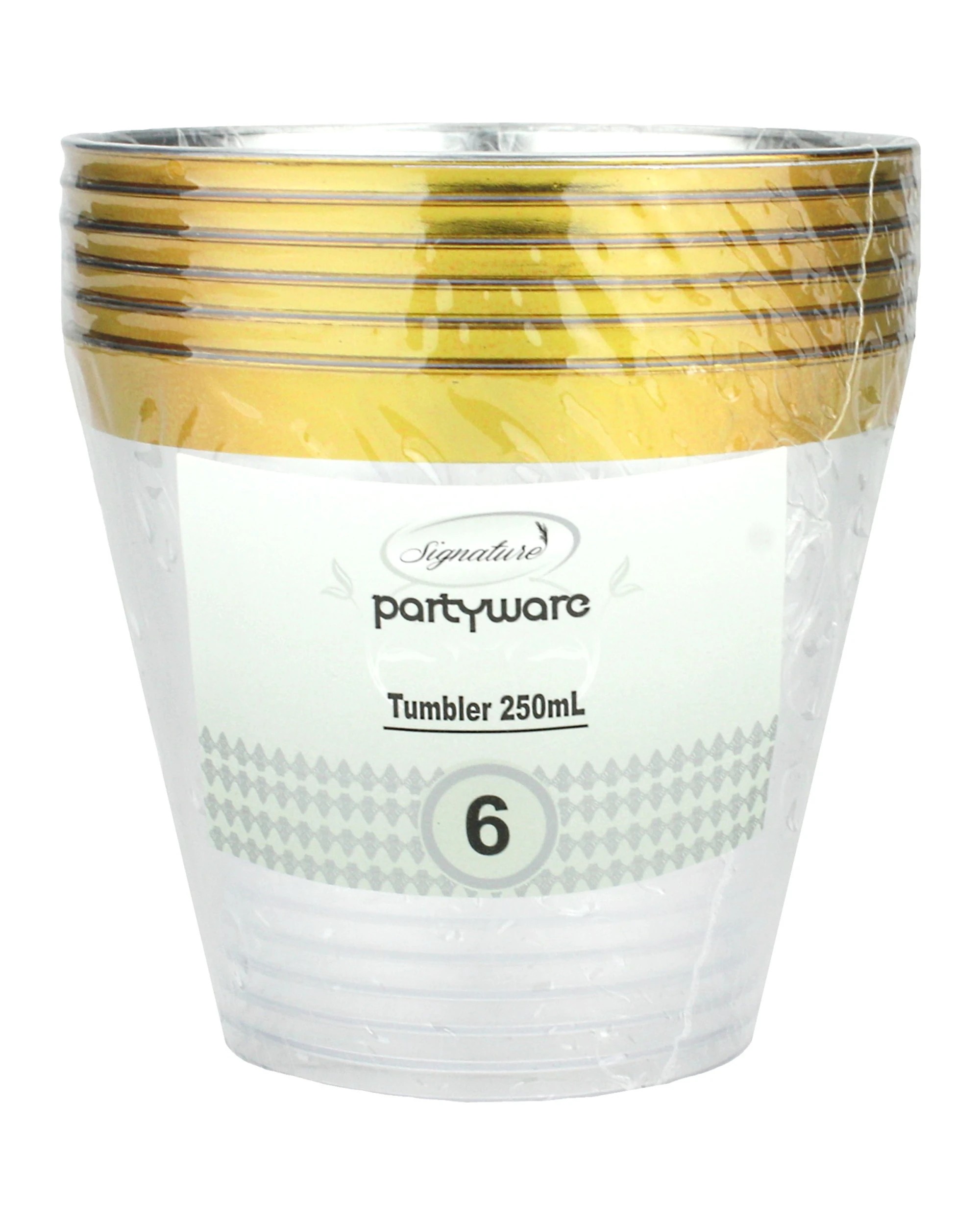 2 Partyware Gold Trim Tumbler Cups Pack of 6 - Gold, 2 of 3