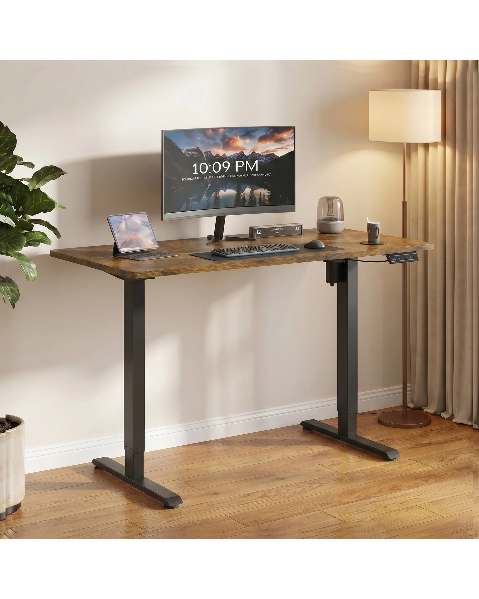 6 Advwin Electric Standing Desk 120×60cm Height Adjustable Sit Stand Table with Smart Memory Panel - Brown, 6 of 7