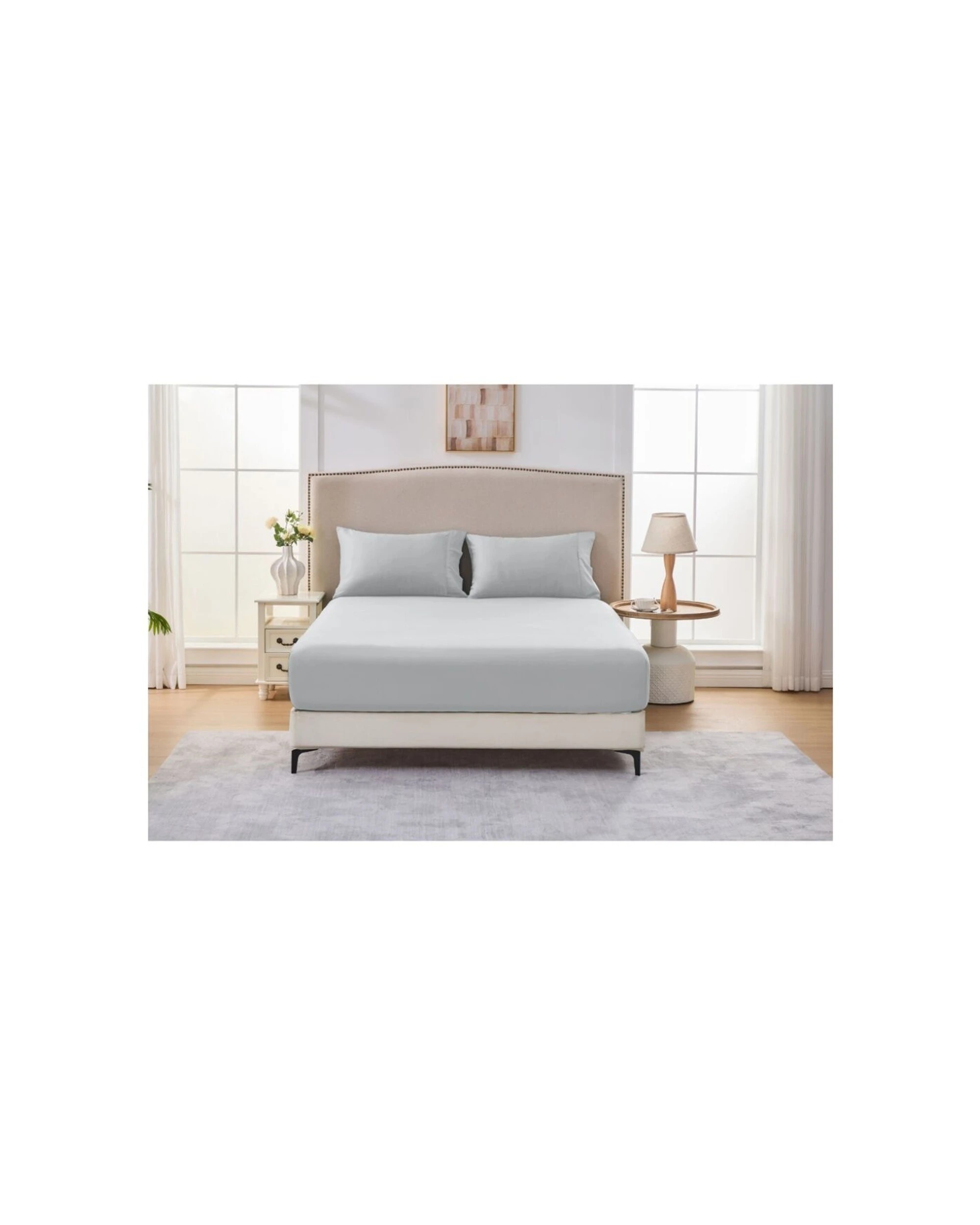 1 Grosvenor House 500TC Egyptian Cotton Fitted Bed Bedding Sheet - Single Bed - Silver, 1 of 3