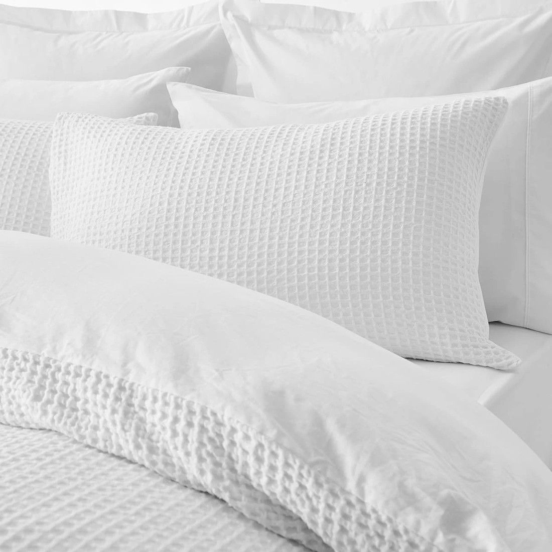 2 Waffle Cotton Quilt Cover Set - Queen Bed, White, 2 of 6