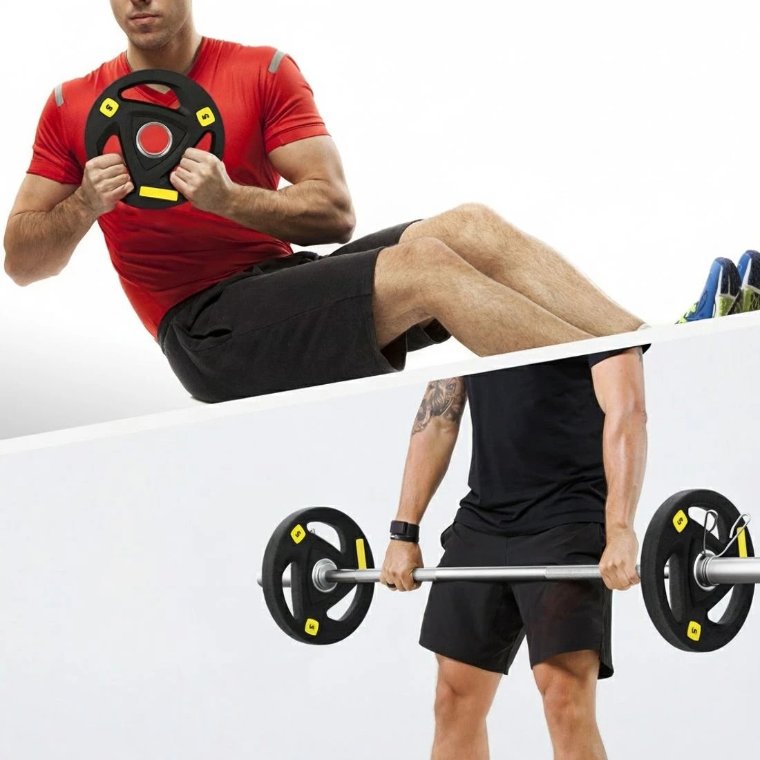 6 Everfit Weight Plates Olympic 5kgx2 Dumbbells Barbells Plate Weight Lifting - Black, 6 of 6