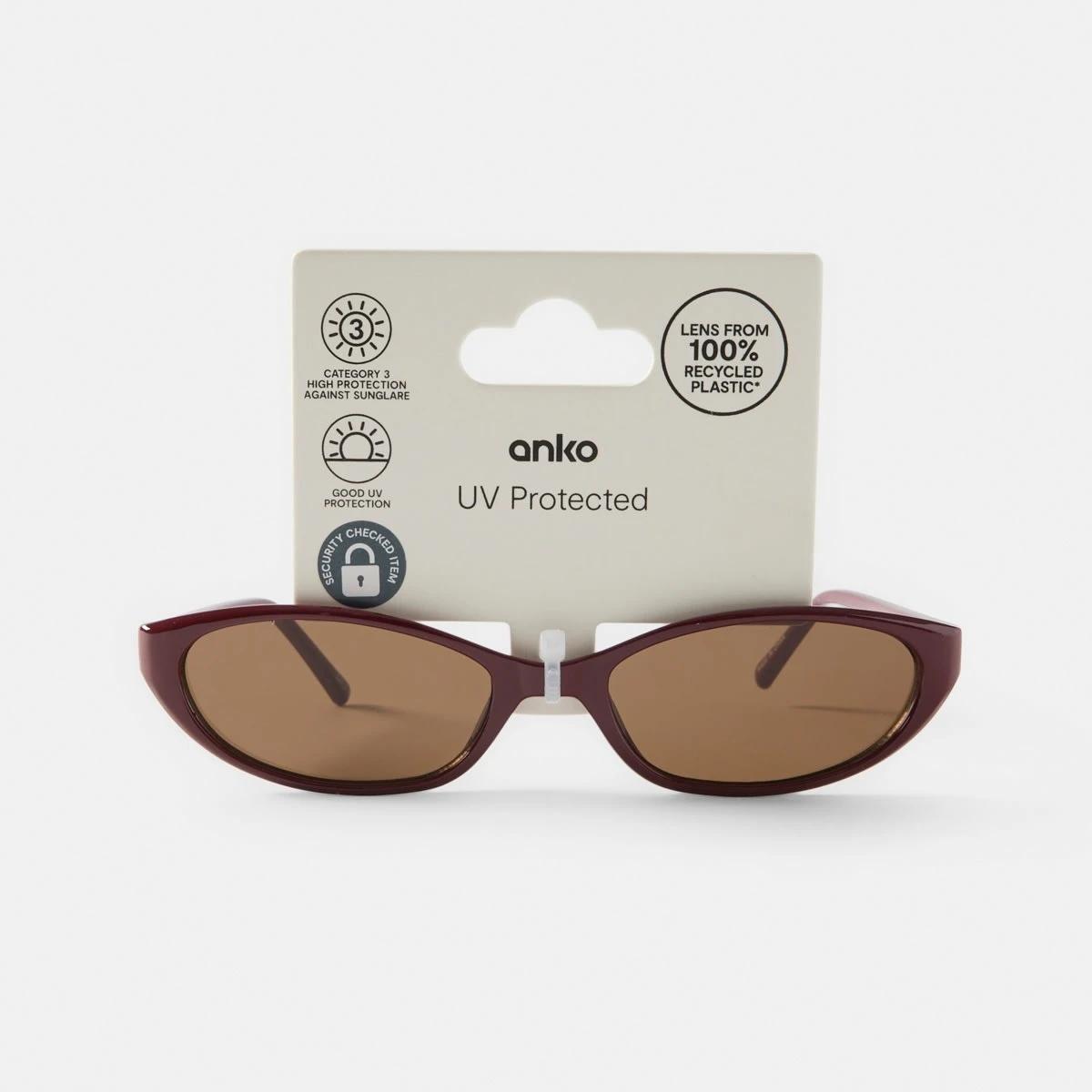 6 Thin Cat Eye Sunglasses Red, 6 of 6