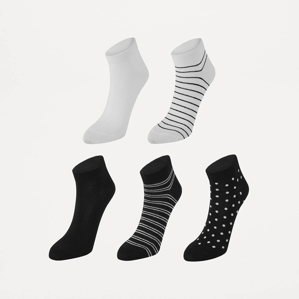 1 5 Pack Fashion Low Cut Socks Mono, 1 of 3
