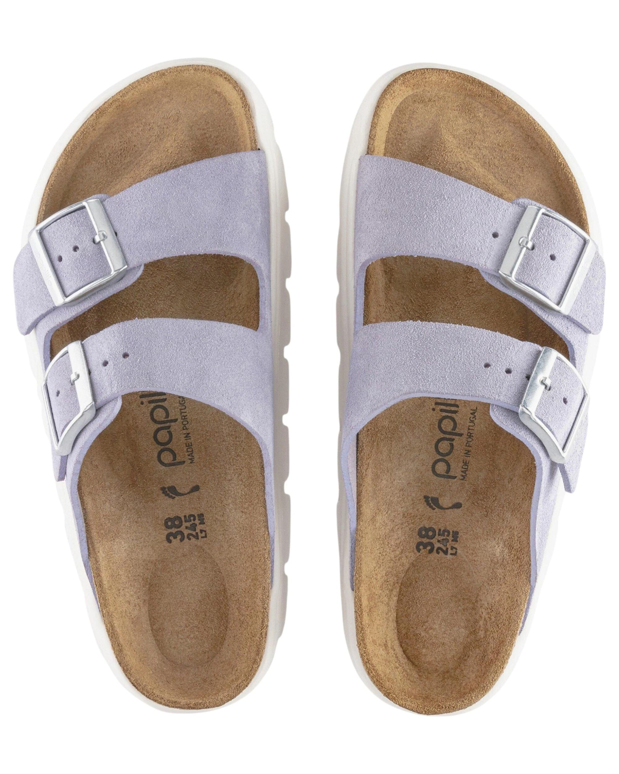 3 Birkenstock Womens Arizona Chunky Suede Leather Narrow Slip On Sandals PURPLE, 3 of 7