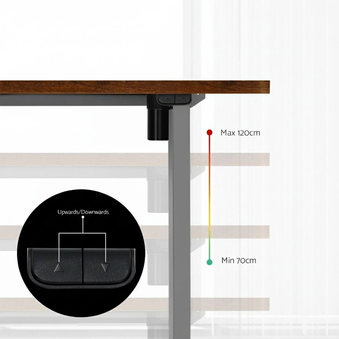 5 Artiss Standing Desk Motorised 120CM Rustic - Brown, 5 of 6