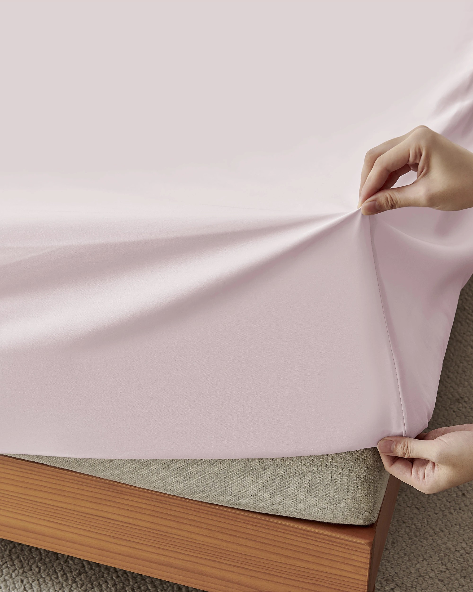 3 Dreamaker 400TC Premium Cotton Sateen Fitted Sheet Set - King Bed - Petal, 3 of 7