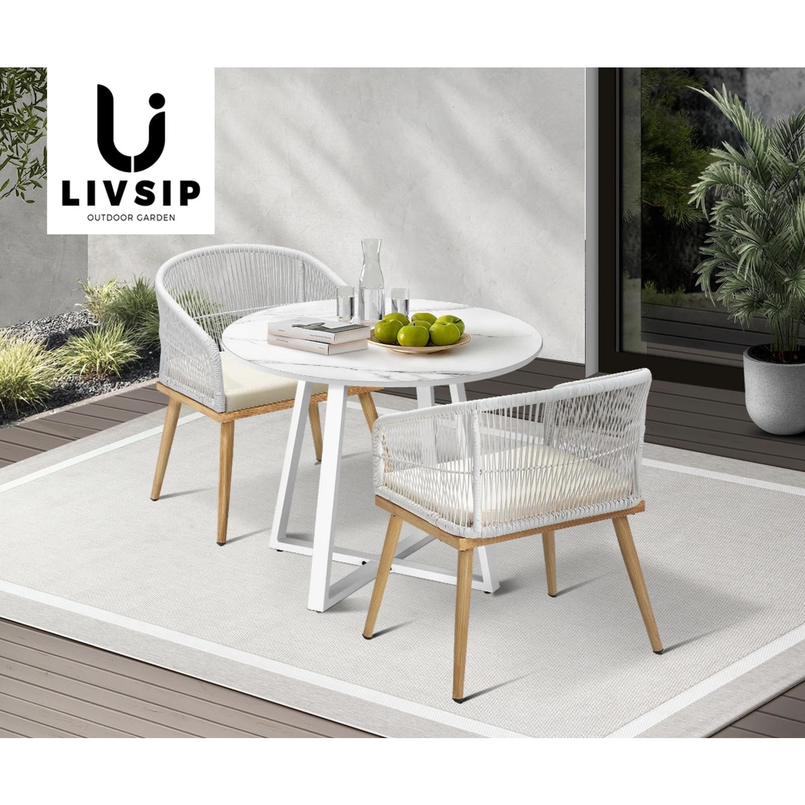 8 Livsip 3pcs Outdoor Dining Setting Table And Chairs Patio Furniture Bistro Set
 - Multi, 8 of 9