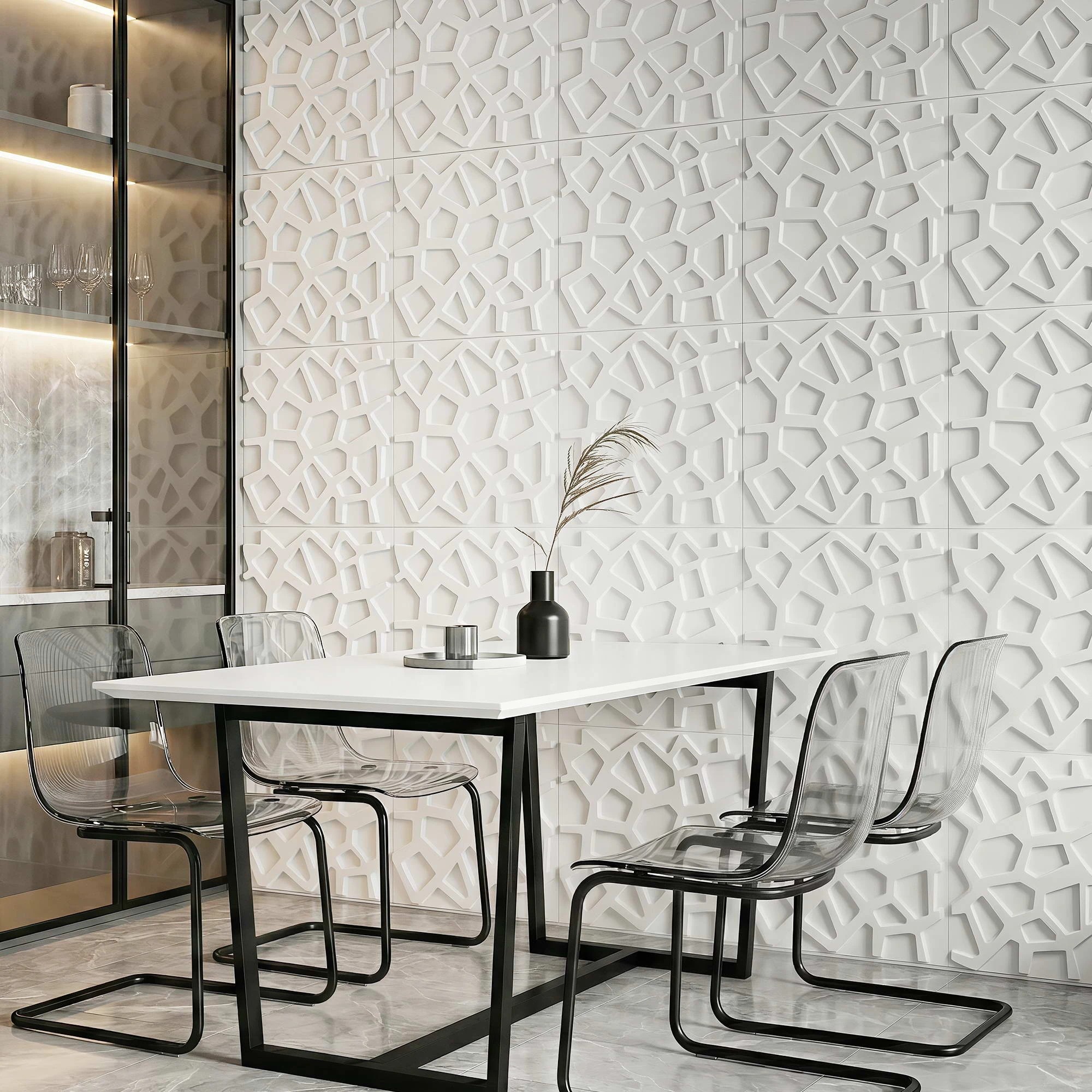 4 Artiss 3D Wall Panels PVC Decorative Panels 50x50cm Set of 15 Feature Wall Poly - White, 4 of 8