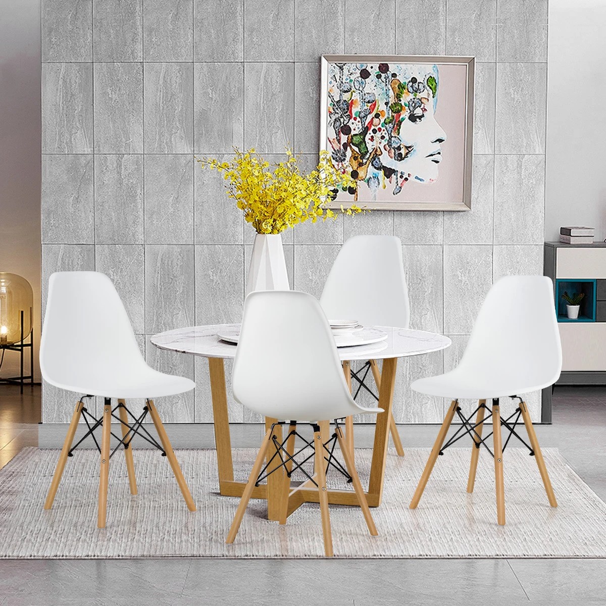 8 Costway 4x Wood Eames DSW Dining Chair Kitchen Side Chair, 8 of 8