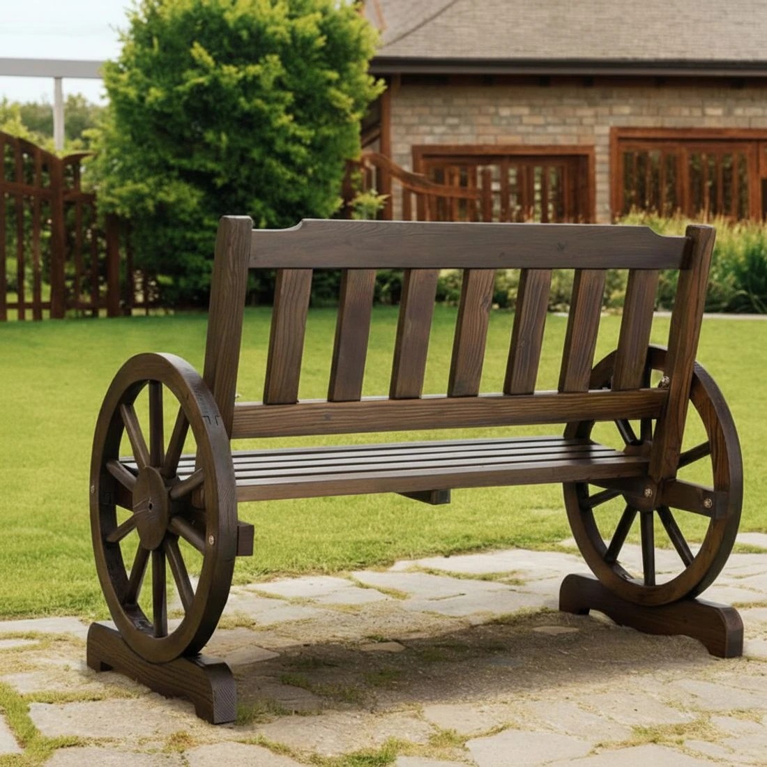 5 Gardeon Outdoor Garden Bench Wooden 2 Seater Wagon Chair Patio Furniture - Brown, 5 of 7