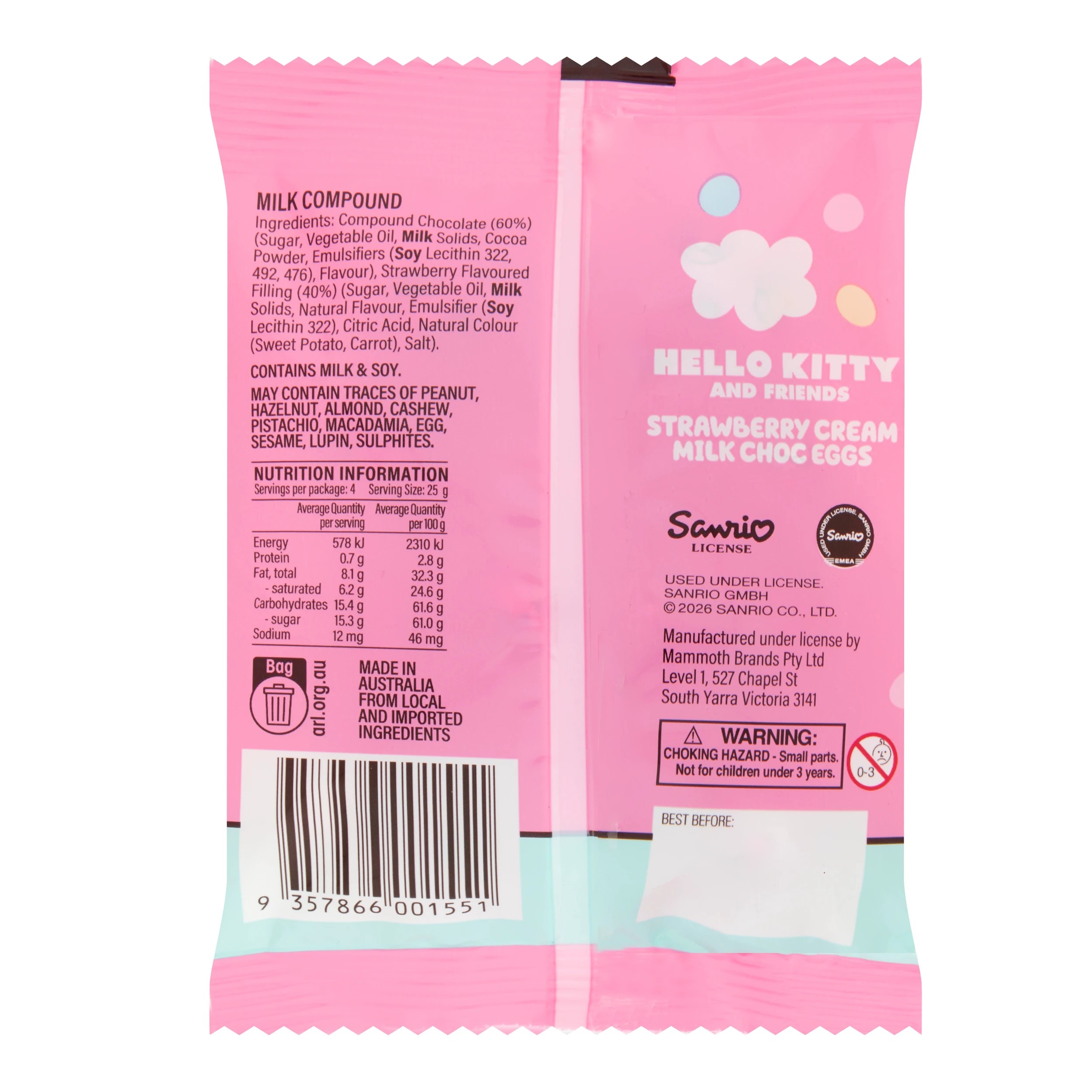 2 Hello Kitty and Friends Strawberry Cream Milk Choc Eggs 100g, 2 of 3