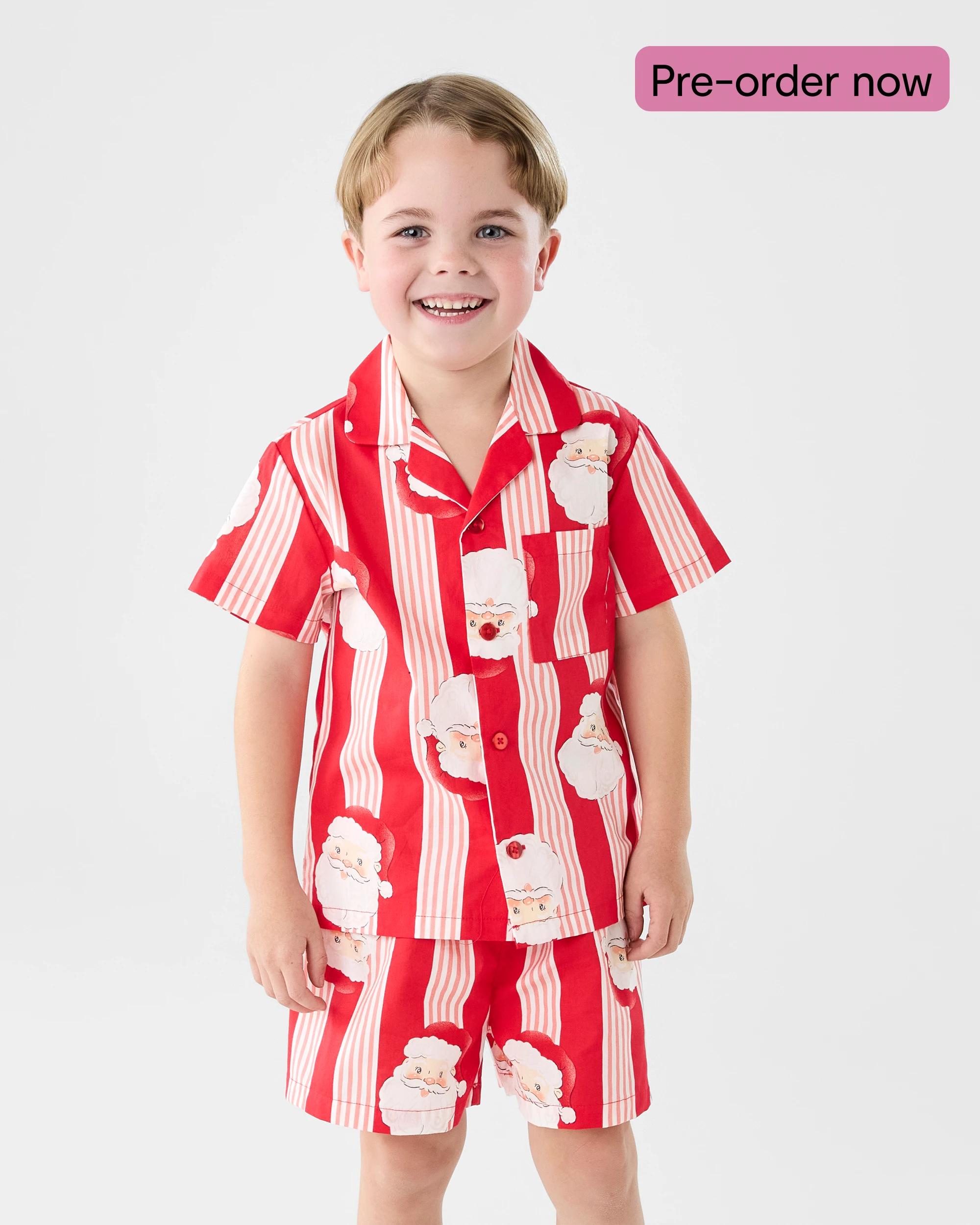 1 Family Matching Christmas Santa Stripes Younger Kids Pyjama Set Santa Face, 1 of 10