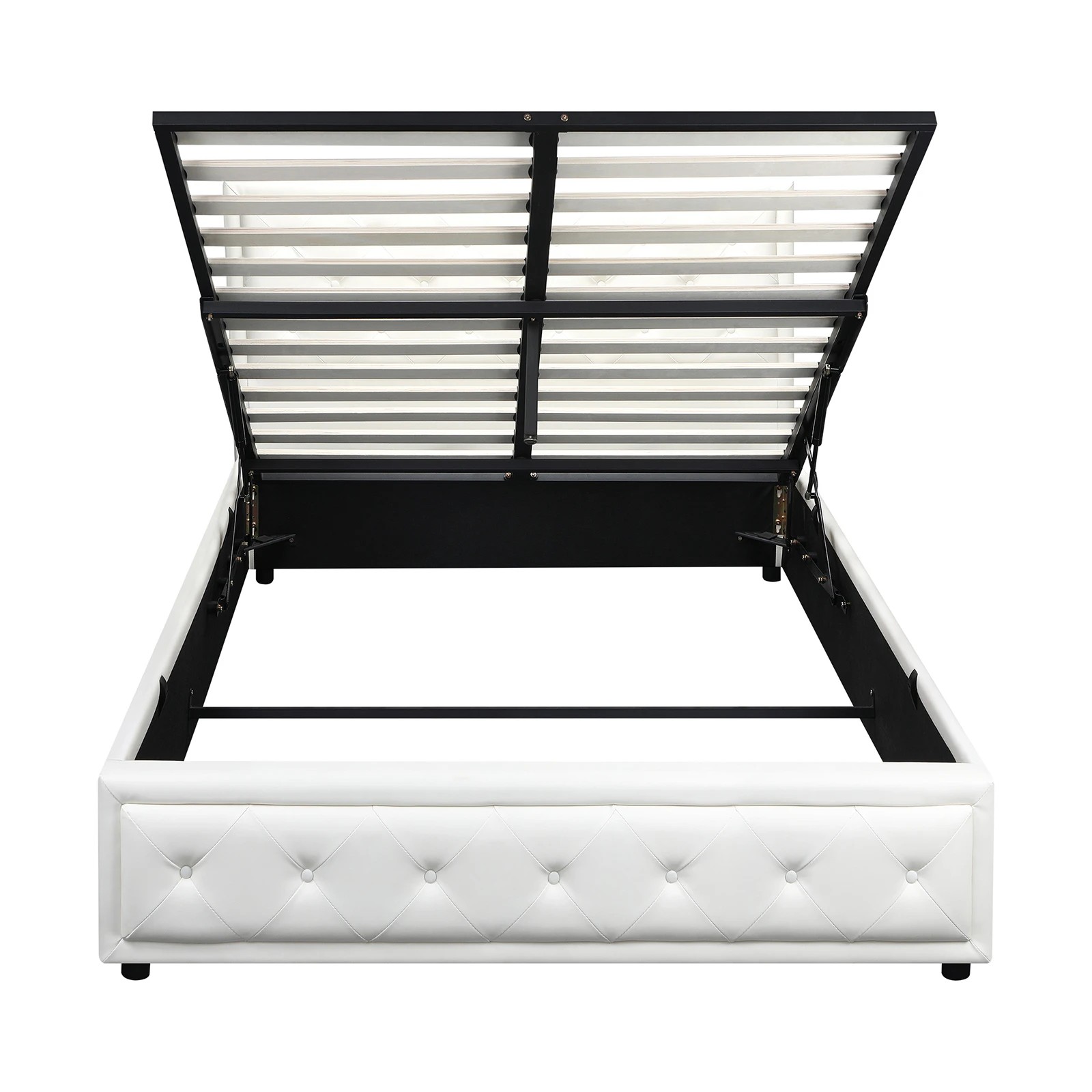8 Oikiture Double Bed Frame Gas Lift Base With Storage Enzo
 - White, 8 of 10