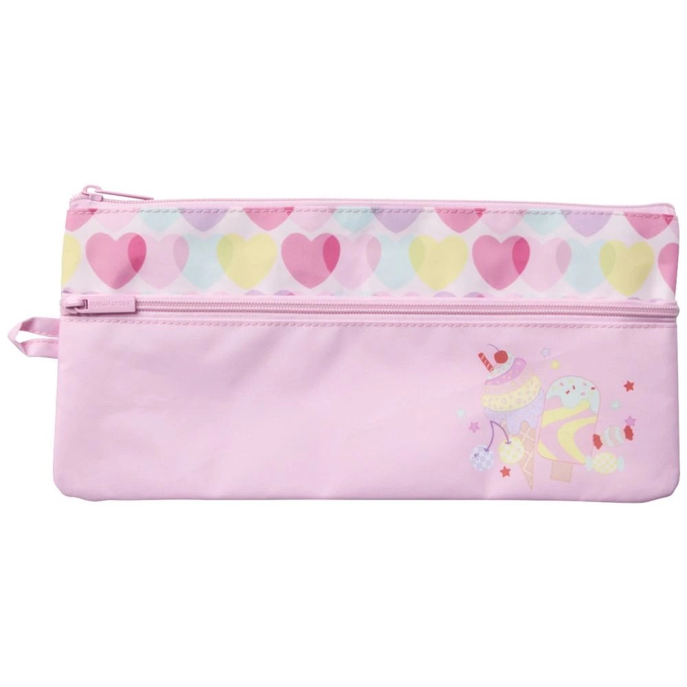 1 Studymate Medium Twin Zip Pencil Case Hearts, 1 of 3