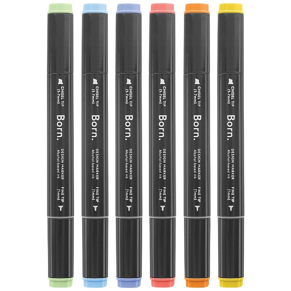 2 Born Professional Dual-Tip Artist Markers Primary 6 Pack, 2 of 4