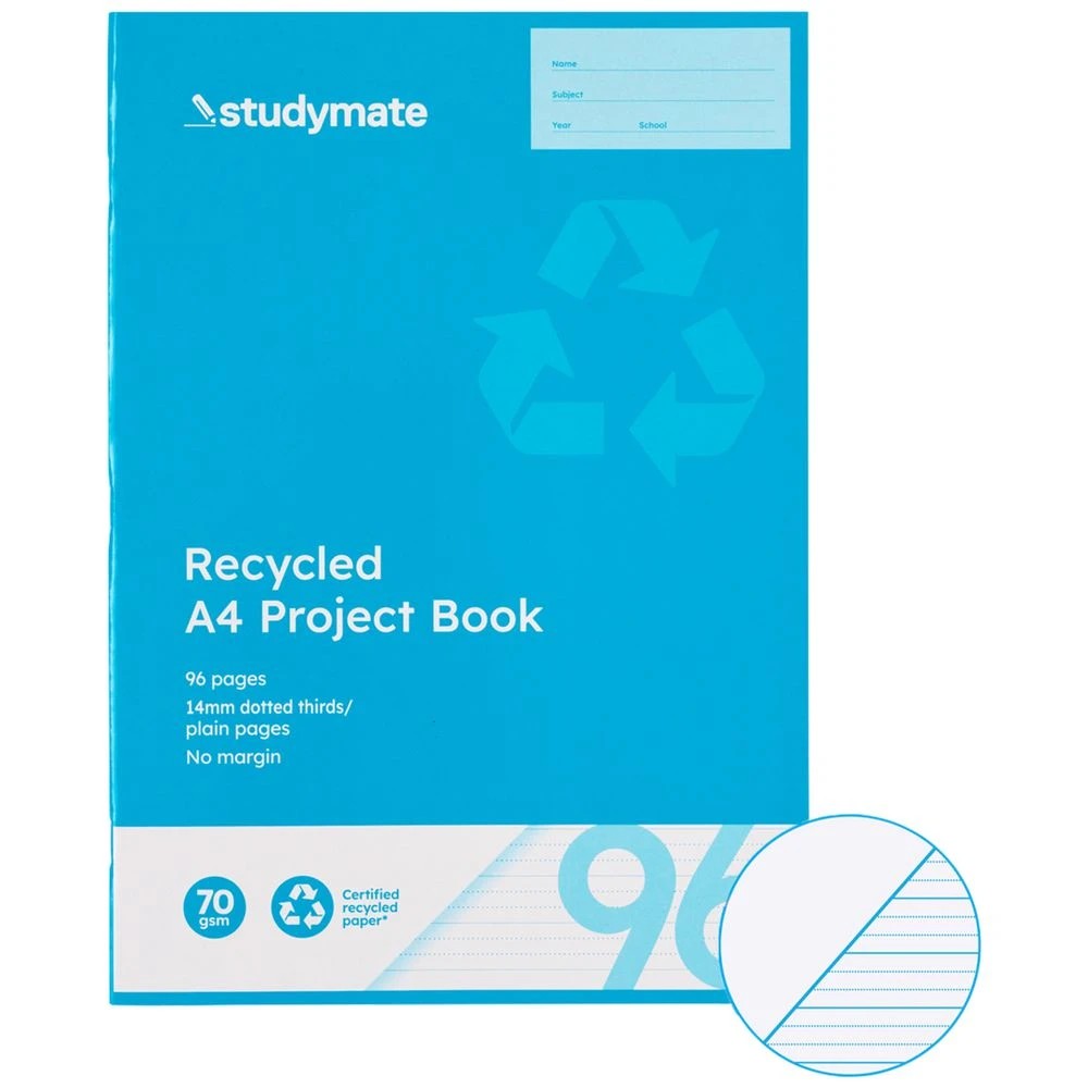 1 Studymate A4 70gsm 14mm Recycled Project Book 96 Page, 1 of 2