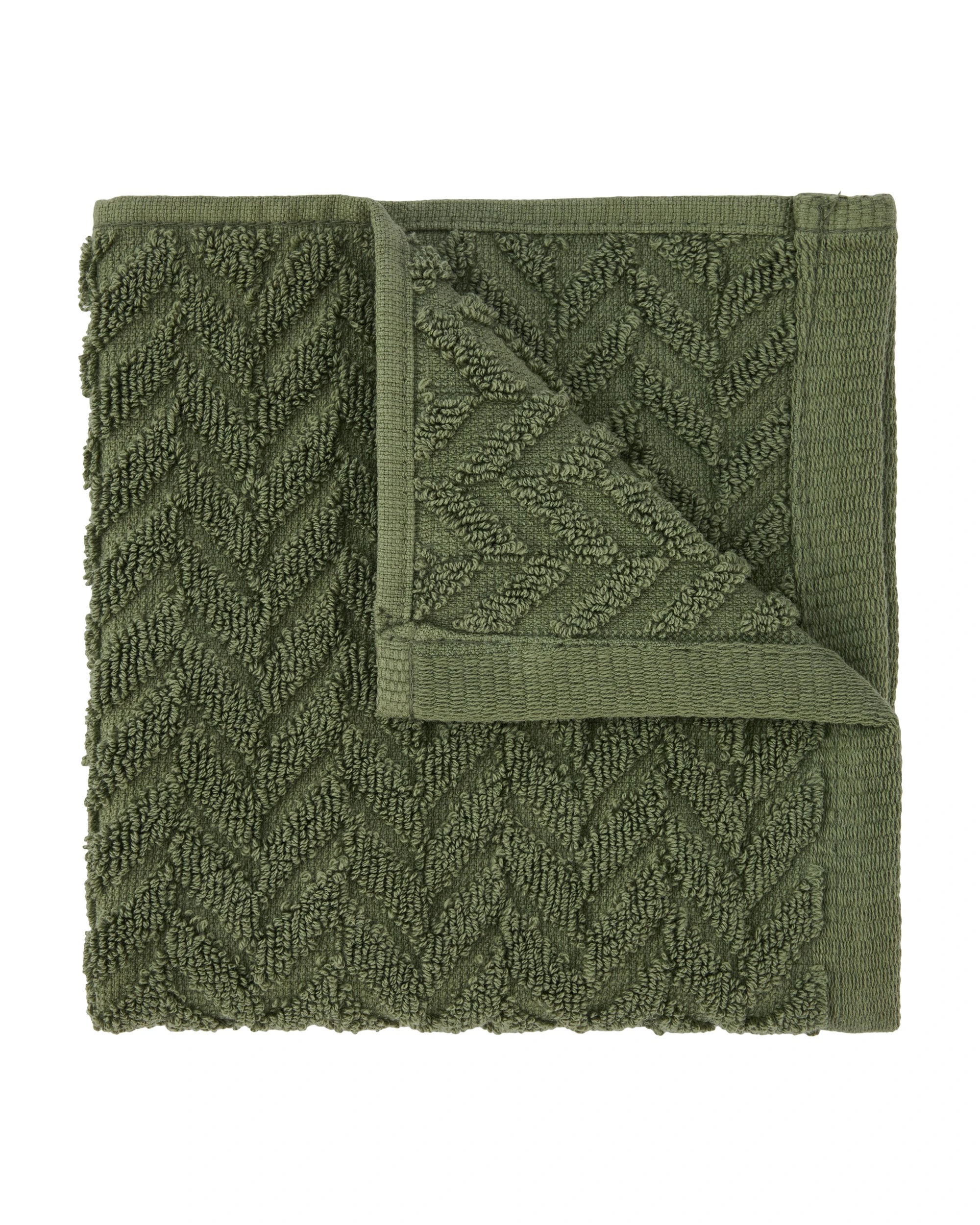 1 Chevron Cotton Face Washer - Olive, 1 of 6
