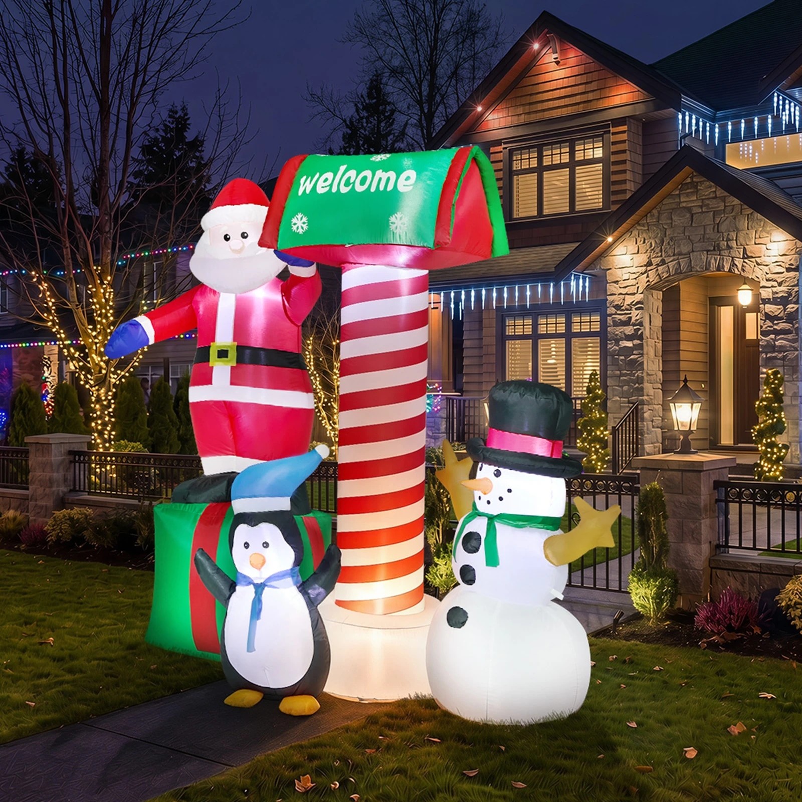 4 Tinseltown Christmas Inflatable Santa LED Light Outdoor Indoor Xmas Decoration - Multi, 4 of 8