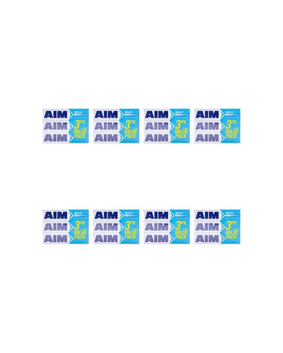 Aim 24pc Fluoride Toothpaste Tube Minty Gel Dental Oral Care Pack 90g - Multi