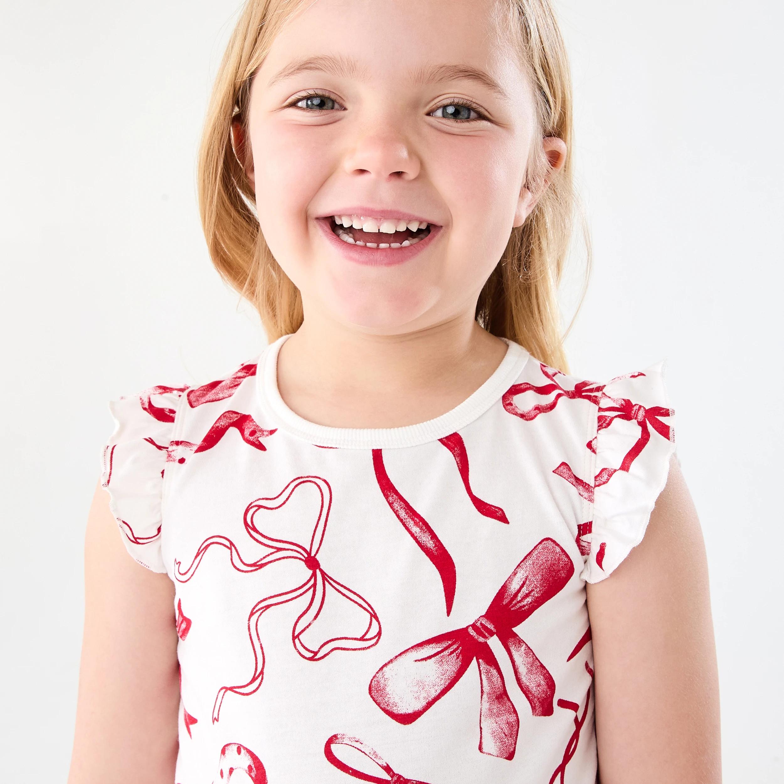 3 Christmas Knit Frill Pyjama Set WHITE BOWS, 3 of 7