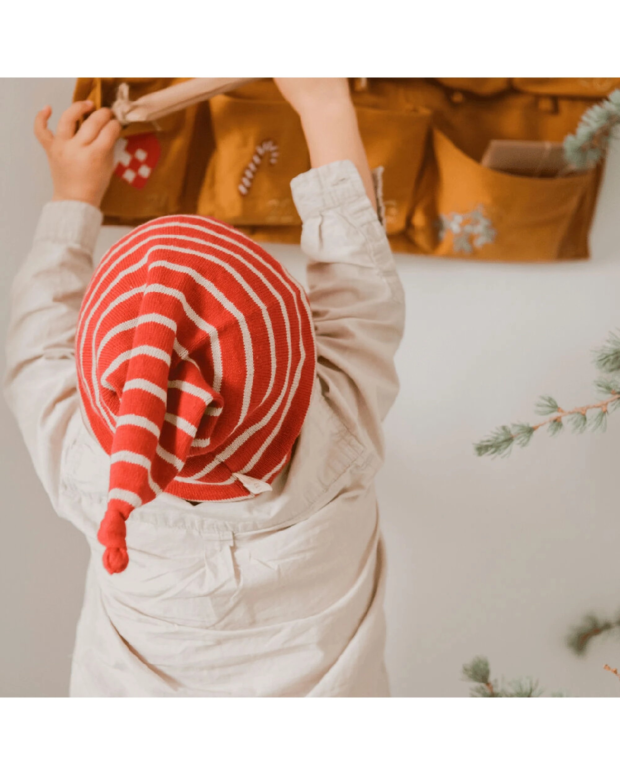 2 Fabelab Christmas Woodland Knitted Elf Hat Beanie Kids Organic - Red, 2 of 3