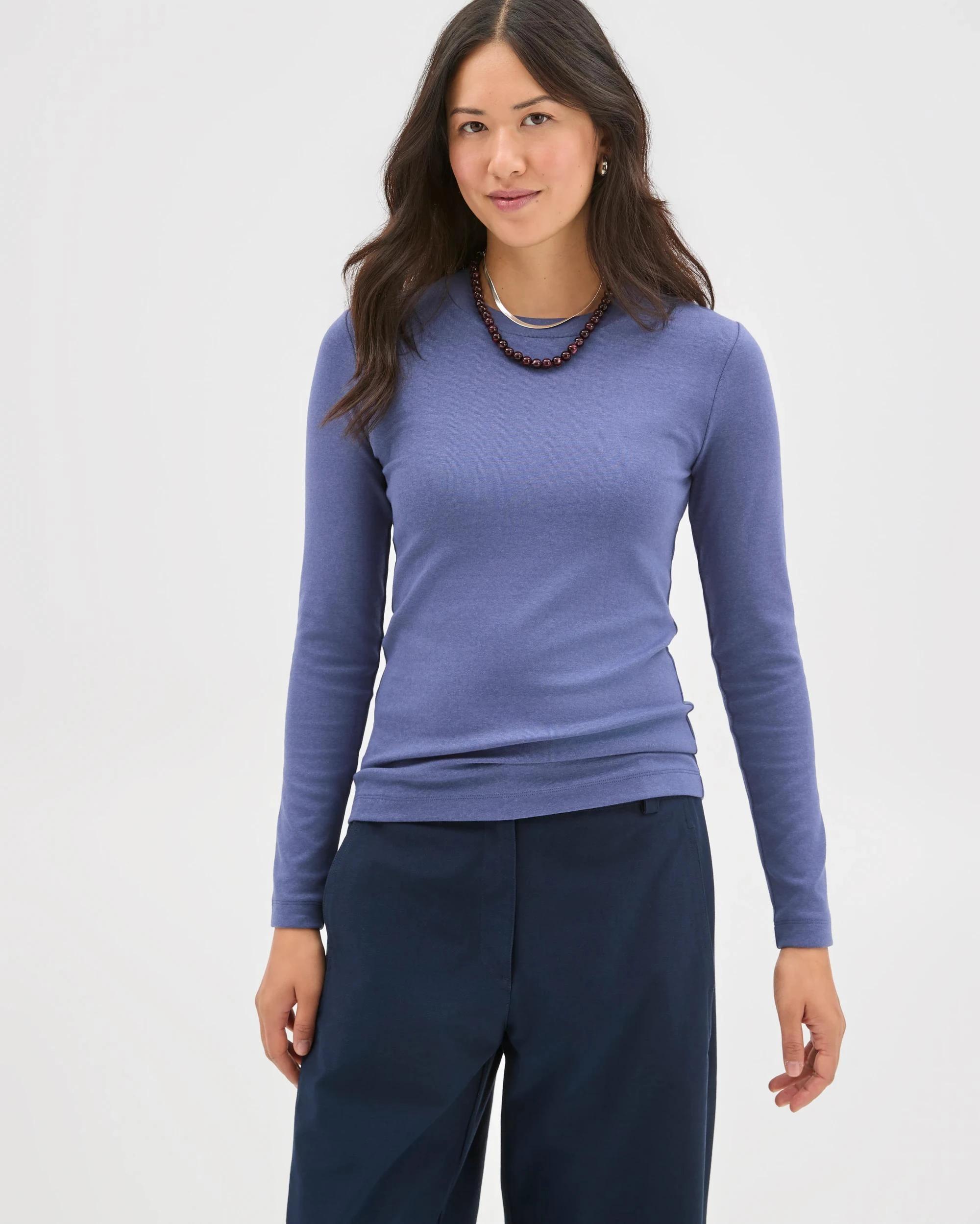 2 Target Woman Soft Touch Long Sleeve T-Shirt Blue Indigo, 2 of 7