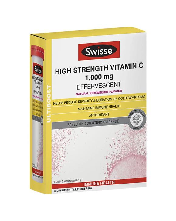 Swisse 60pc High Strength Vitamin C Immune Health Support Effervescent Tablets