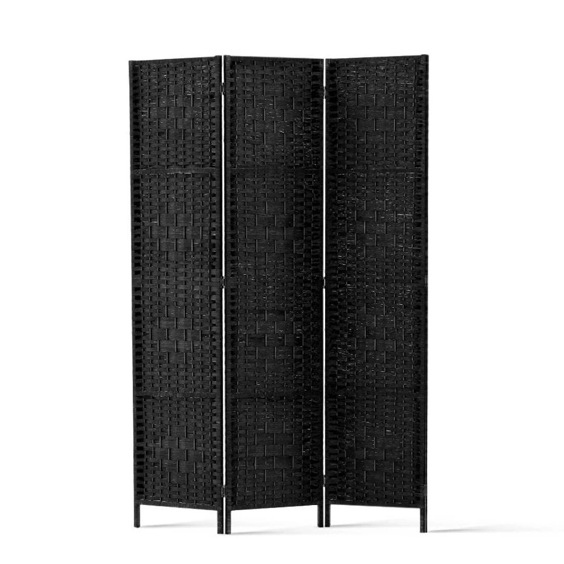 2 Artiss 3 Panel Room Divider Screen 123x170cm Woven - Black, 2 of 8