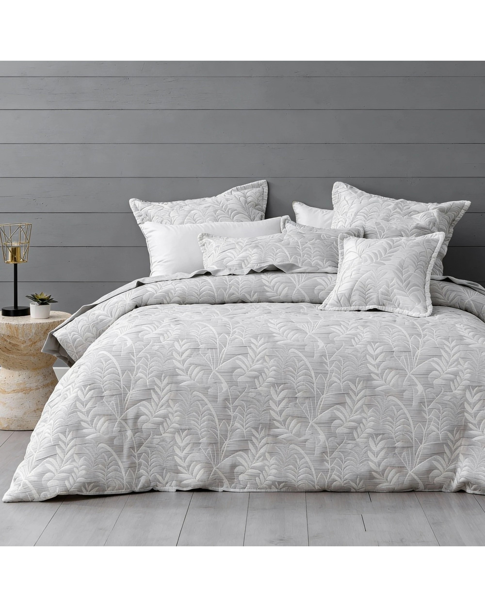1 Bianca Ember Polyester Cotton Jacquard Quilt Cover Set Botanical - Queen Bed - Pattern, 1 of 4