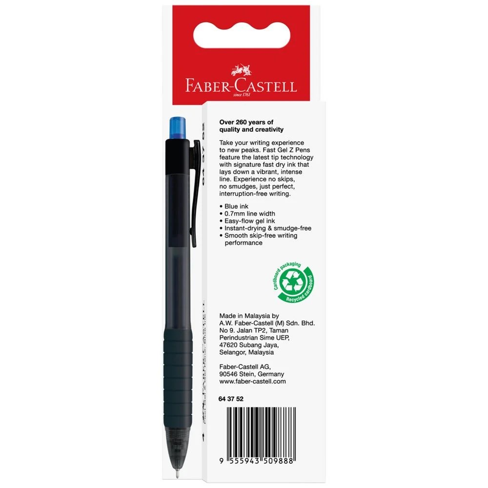 3 Faber Castell Fast Gel Z Pen 0.7mm Blue 4 Pack, 3 of 3