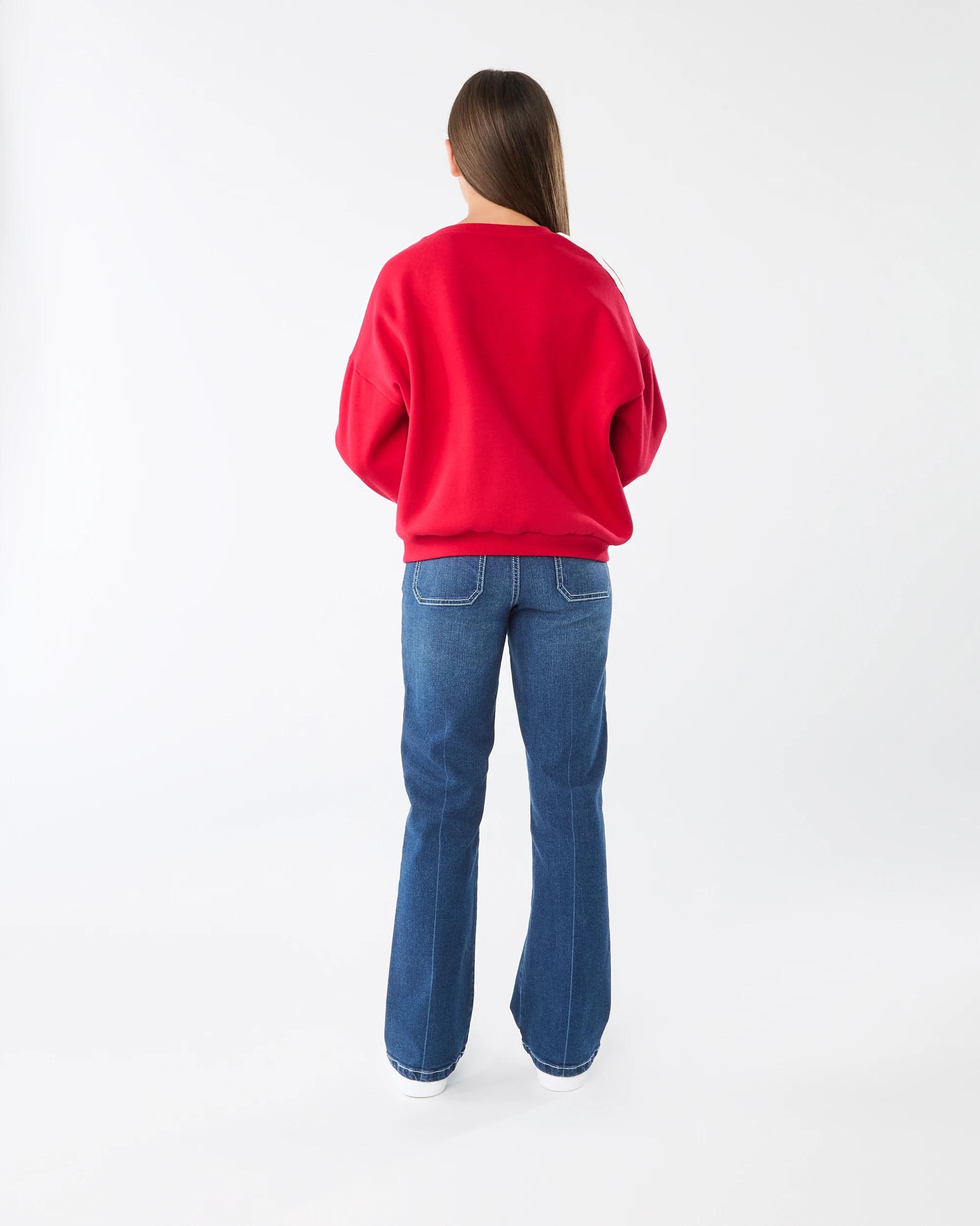 8 Oversized Side Stripe Crew Neck Sweatshirt Red Heart, 8 of 8