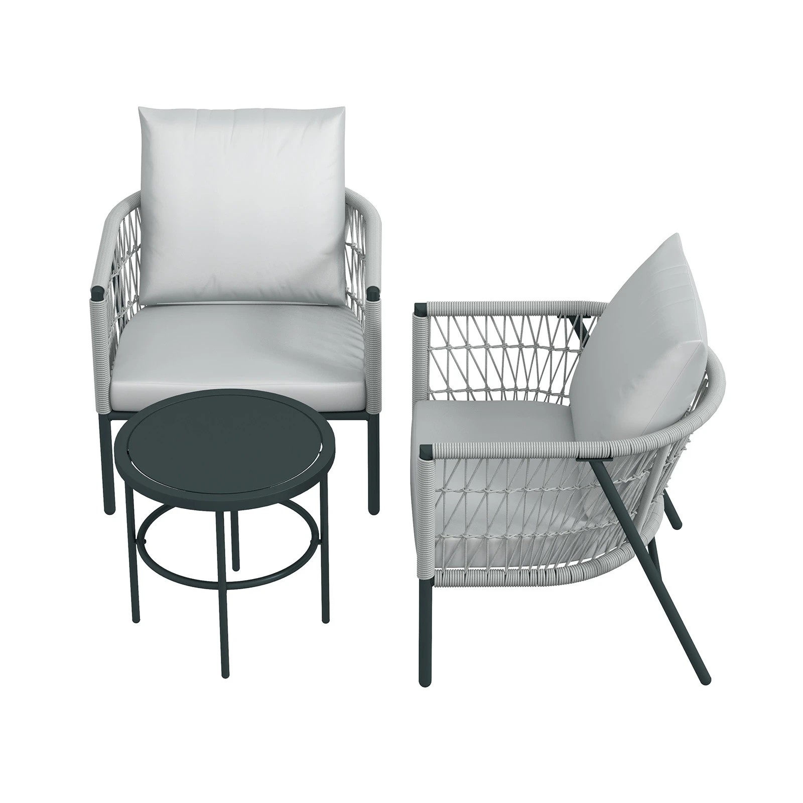 7 Arcadia Furniture Reims 3 Piece Patio Outdoor Weather Resistant Set Stylish - Grey - Grey, 7 of 10