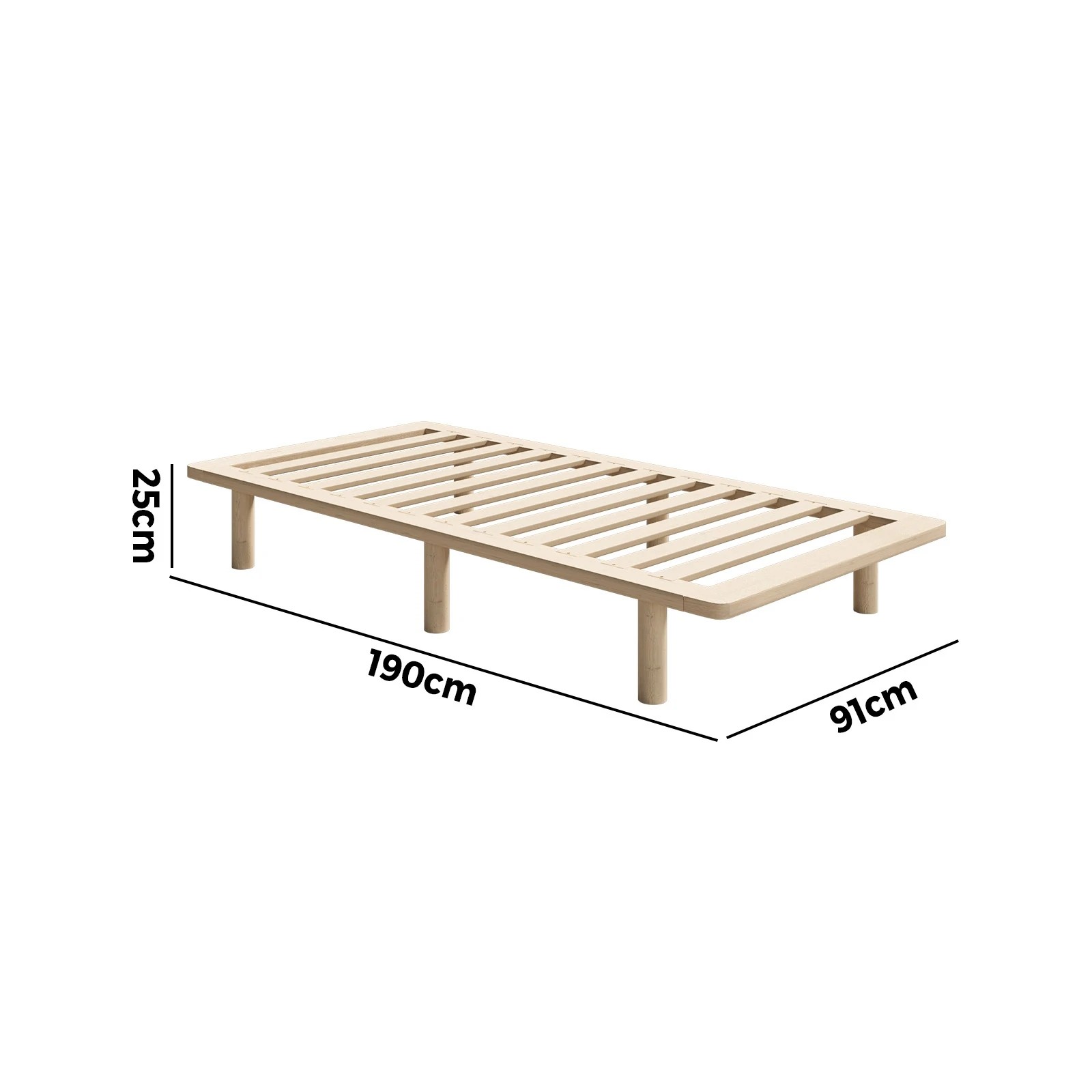 3 Oikiture Bed Frame Single Size Wooden Bed Base Platform Timber
 - Natural, 3 of 10