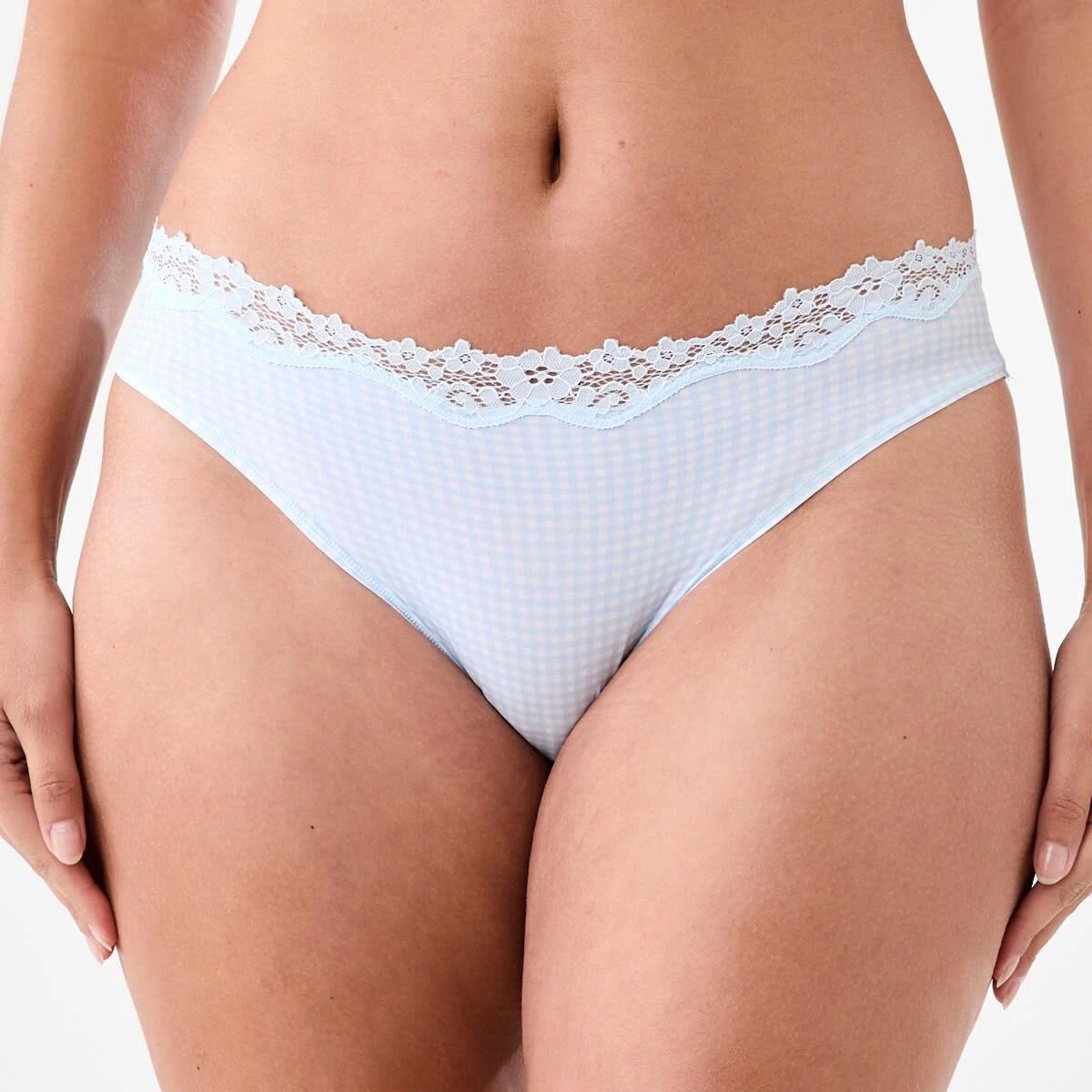 4 3 Pack Super Soft Lace Bikini Briefs MINI CHECK, WINDY BLUE, HALOGEN BLUE, 4 of 9