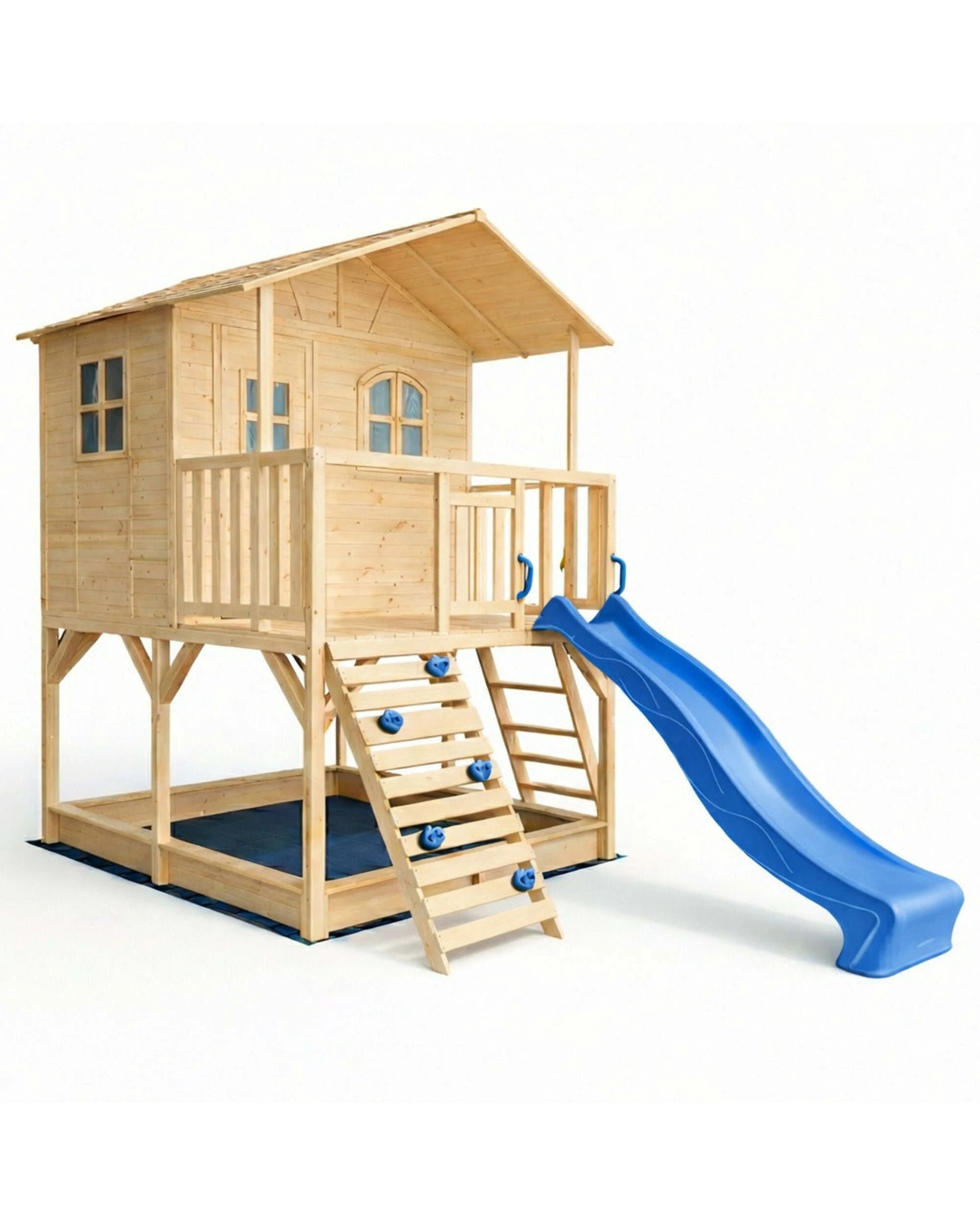 1 Hide & Seek Kids Marlie Cubby House with 2.2m Slide - Pearl Blue, 1 of 5