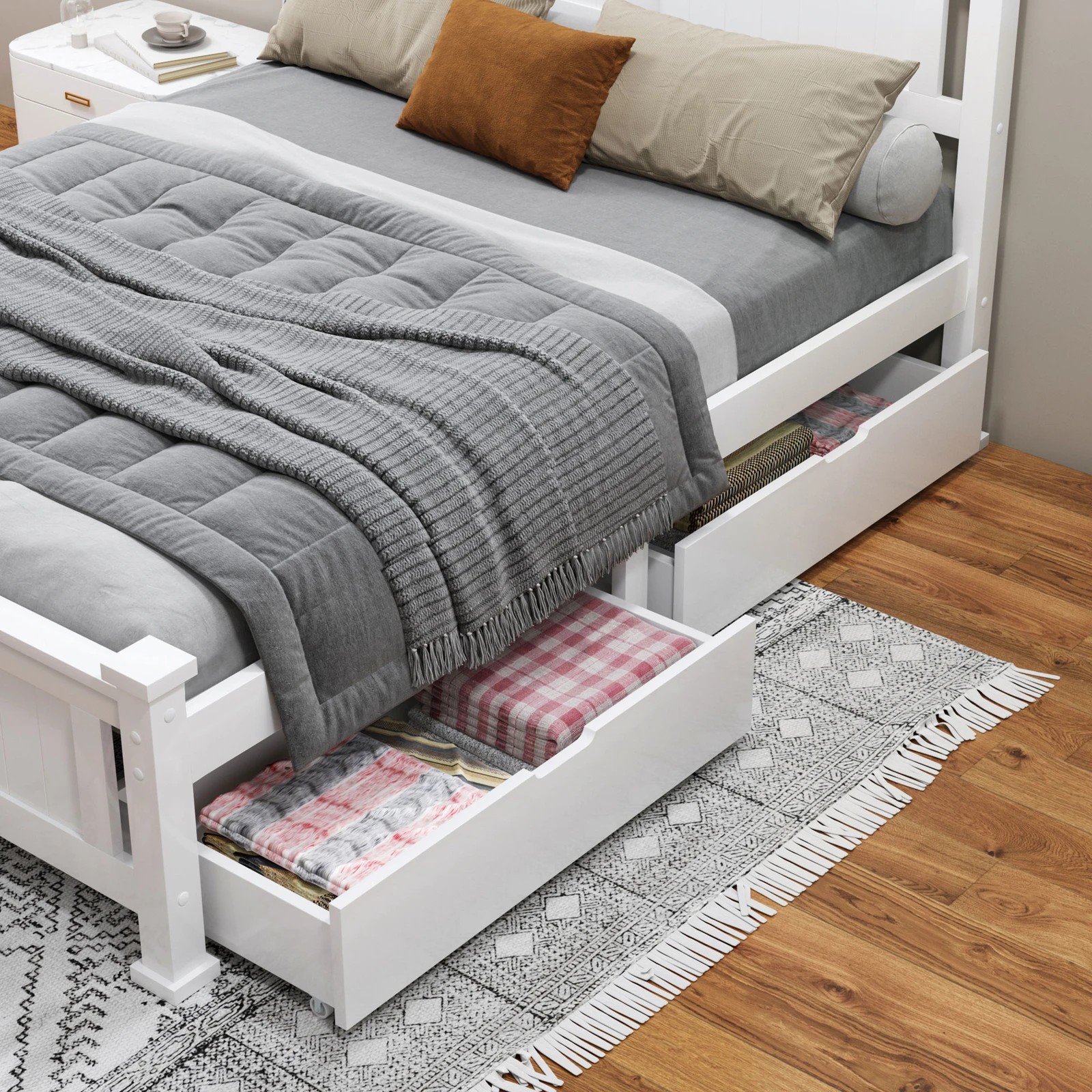 7 Alfordson Bed Frame Wooden Timber King Size Mattress Base Platform Arne - White, 7 of 10