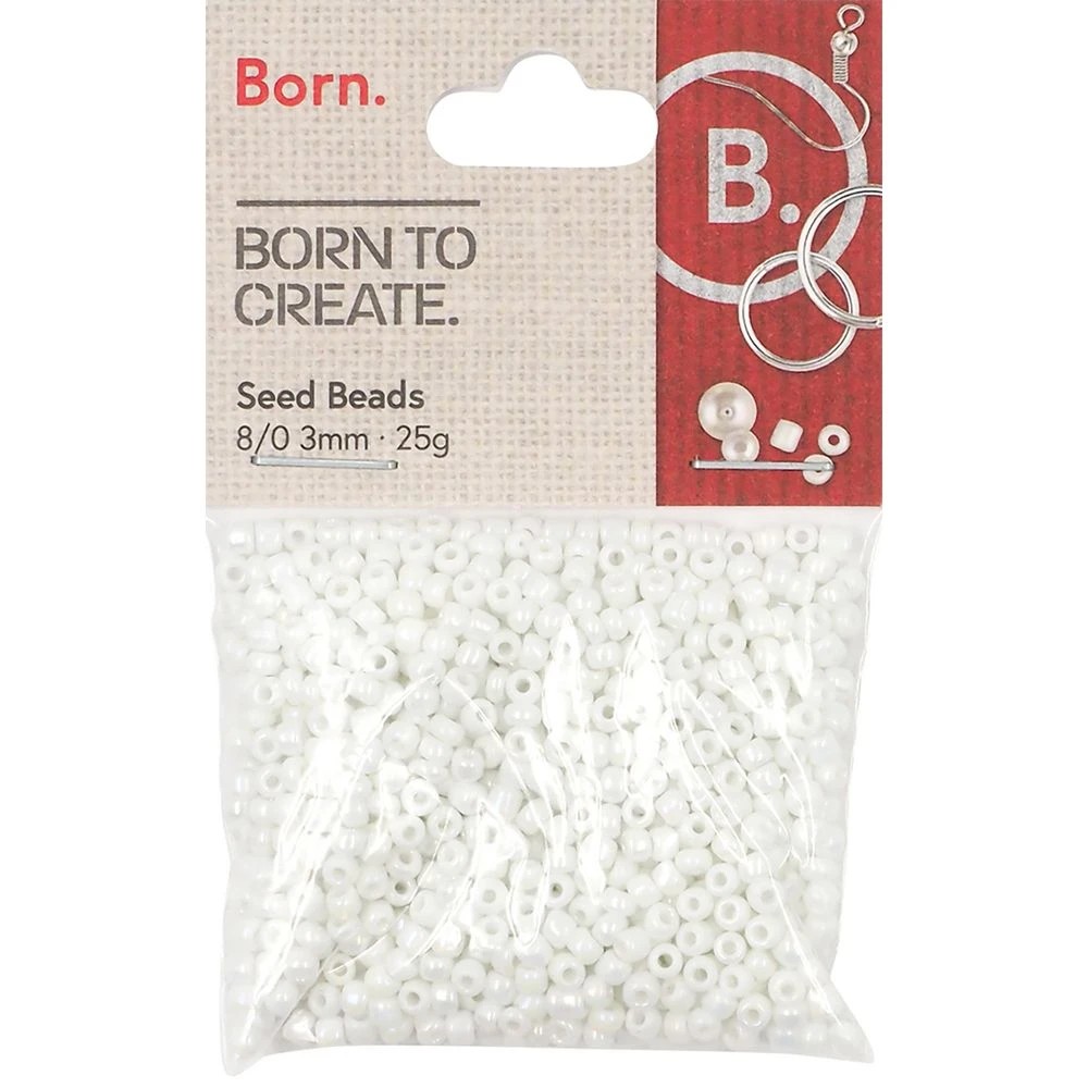1 Born Seed Beads 8/0 3mm 25g White, 1 of 1