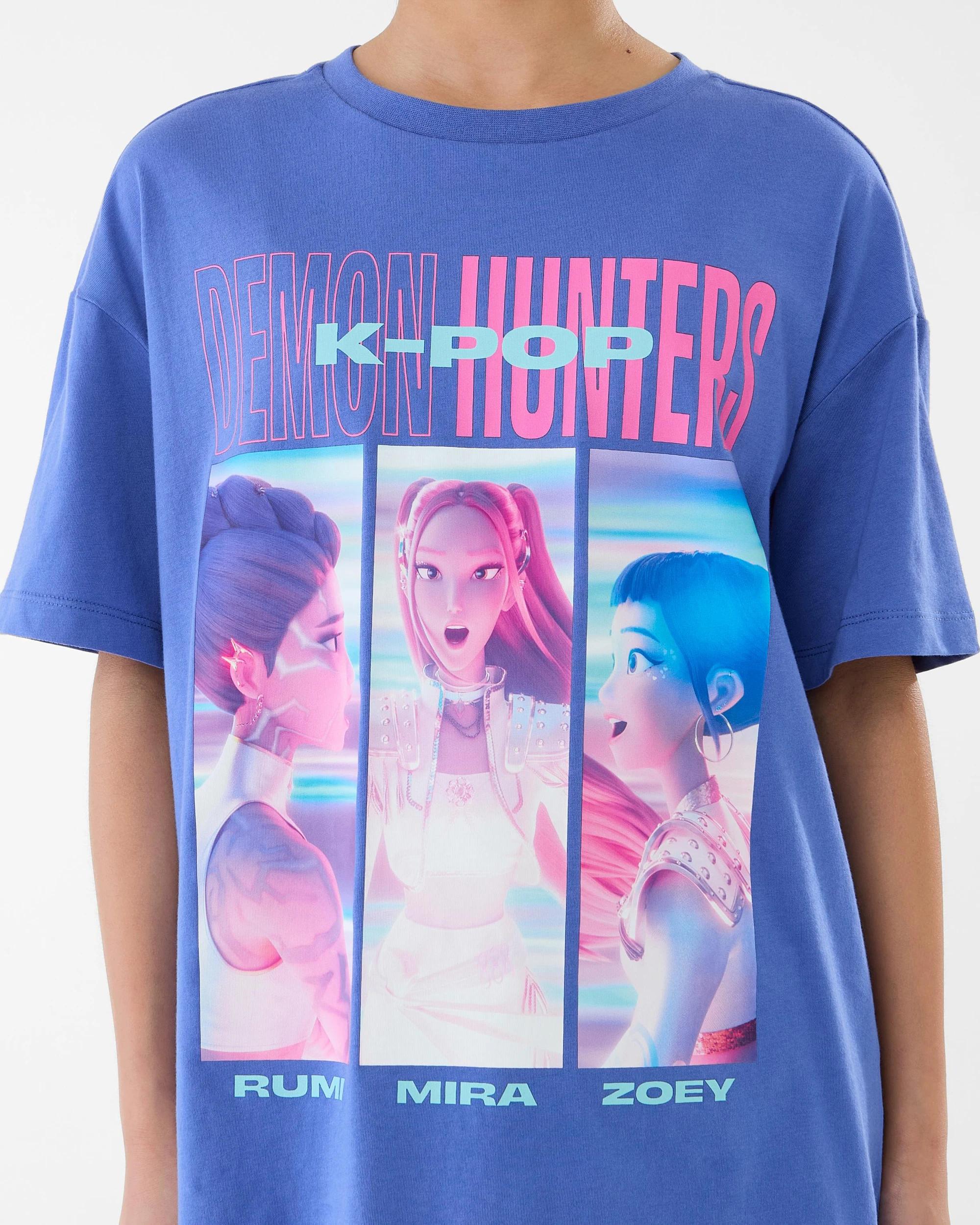 4 KPop Demon Hunters Huntrix License Oversized T-shirt Blue Dh, 4 of 7