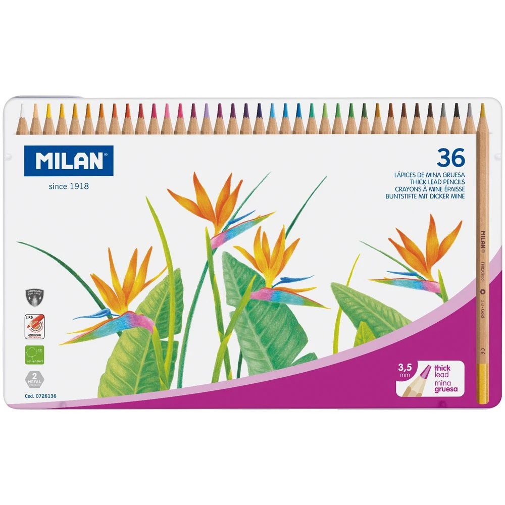 3 Milan Coloured Pencils in Tin 36 Pack, 3 of 5