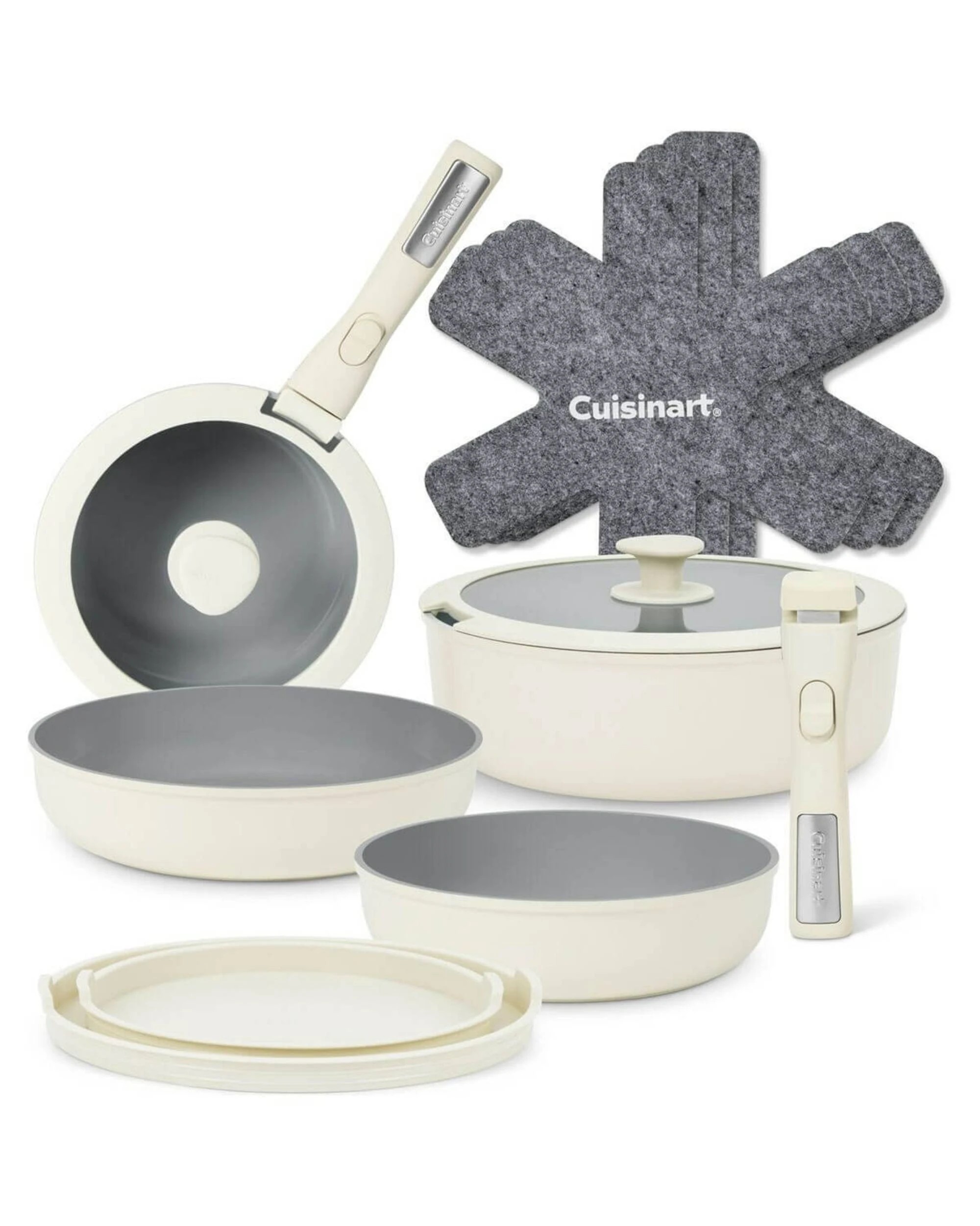 1 Cuisinart 13pc Nonstick ClickSmart Detachable Handle Kitchen Cookware Set - Beige, 1 of 4