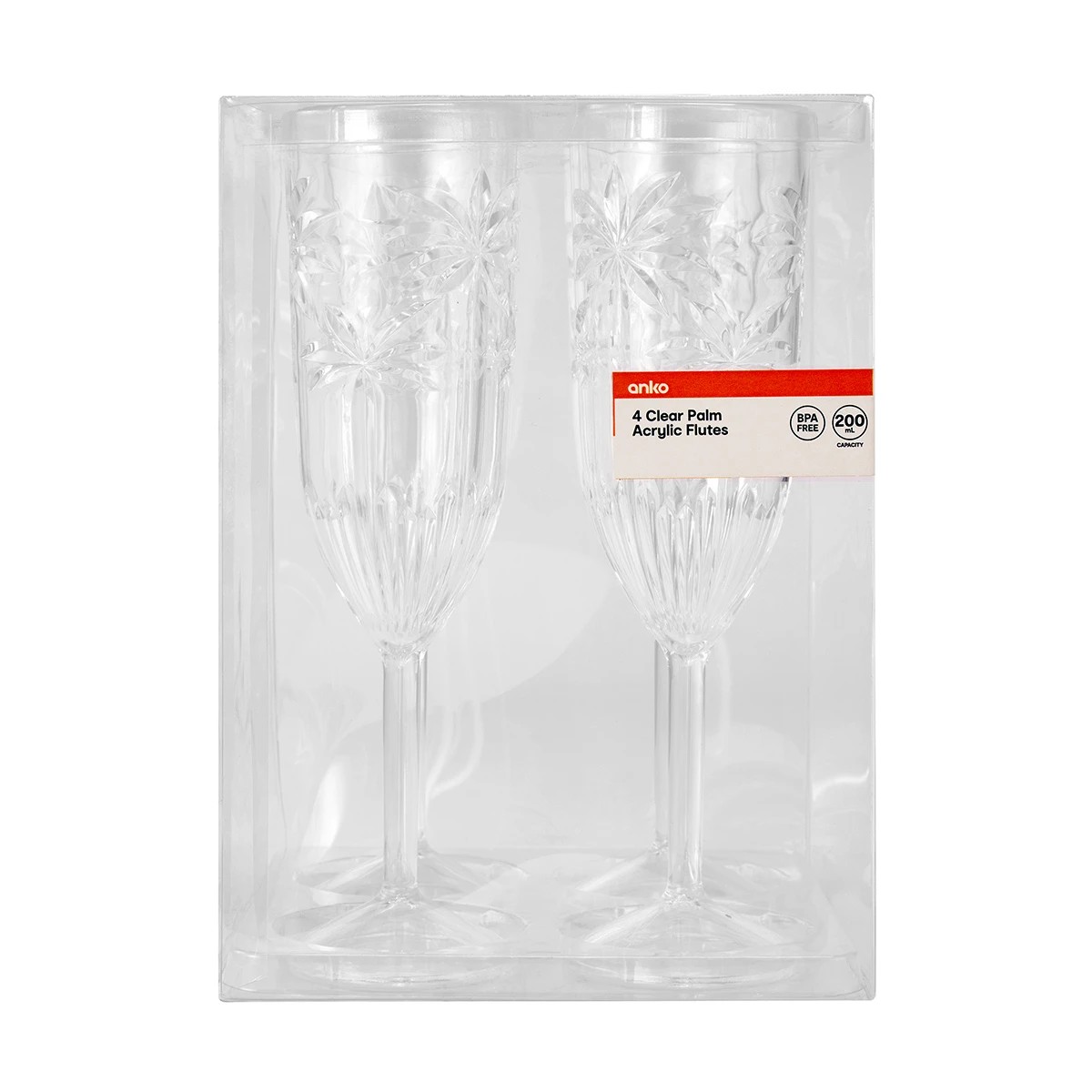 6 4 Clear Palm Acrylic Flutes, 6 of 6